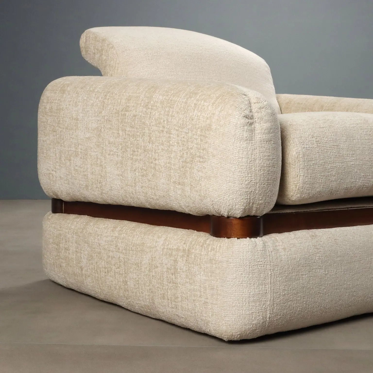 Vintage Armchairs Fabric Walnut Design Italy 1970s