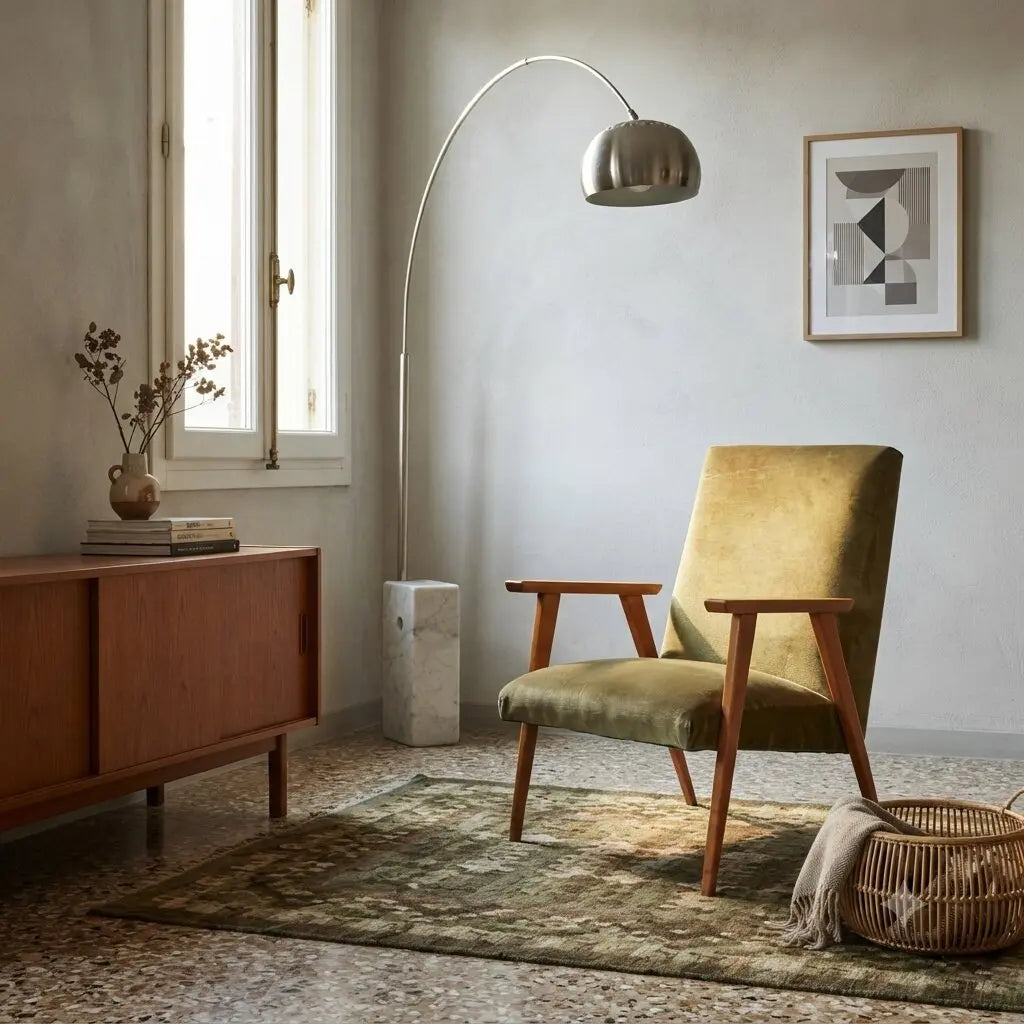 Vintage Armchair Beech Velvet Design Italy 1960s To be Restored