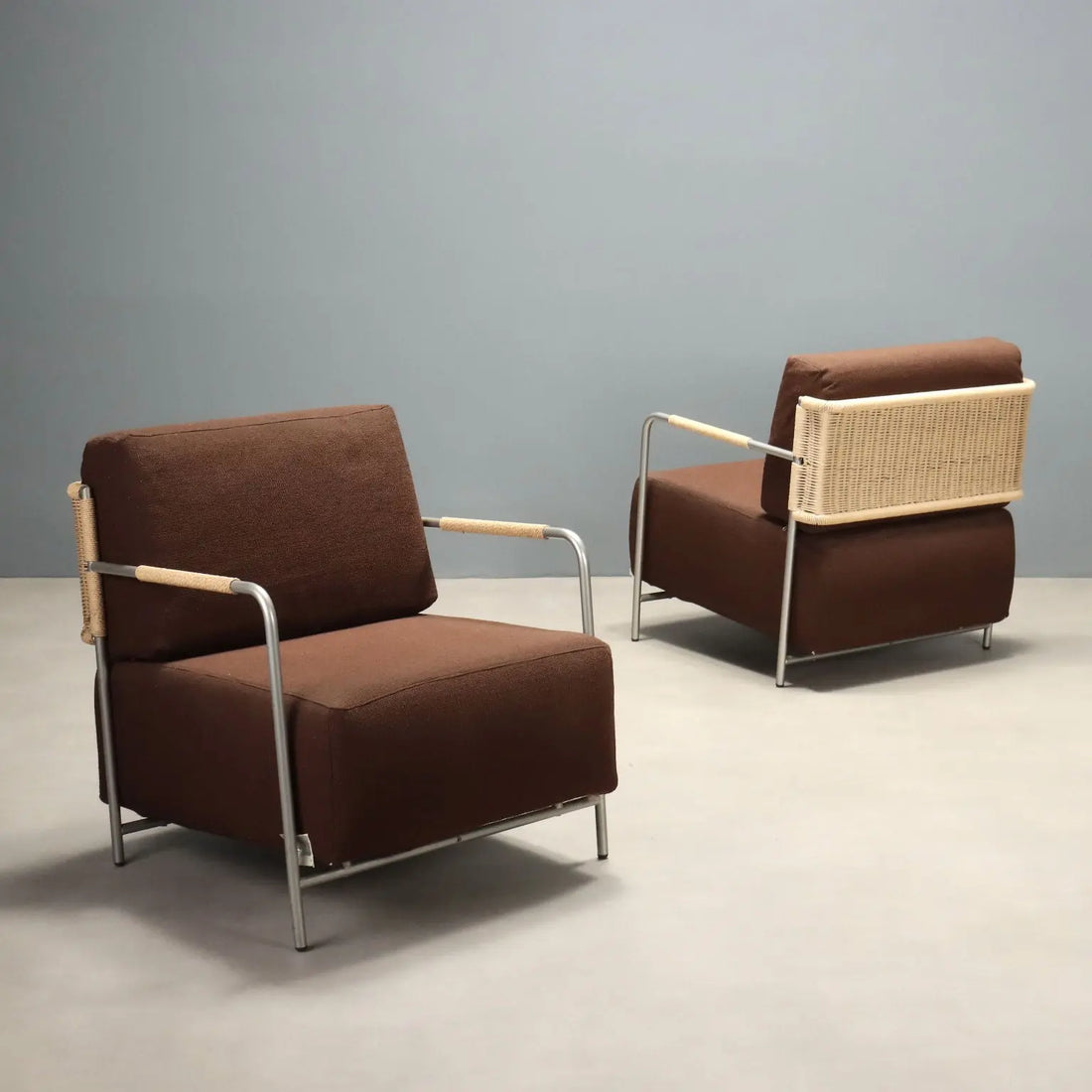 Vintage Calligaris Armchairs Metal Design Italy 1980s