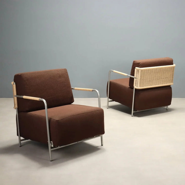 Vintage Calligaris Armchairs Metal Design Italy 1980s