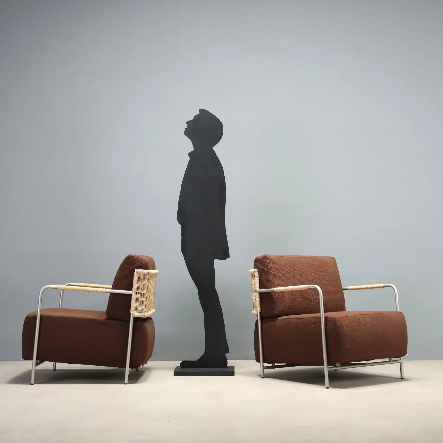 Vintage Calligaris Armchairs Metal Design Italy 1980s