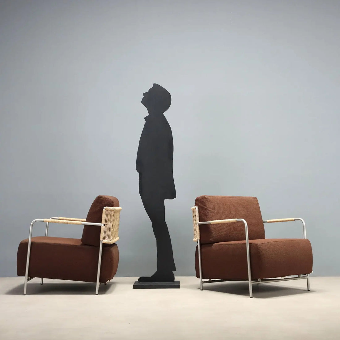 Vintage Calligaris Armchairs Metal Design Italy 1980s