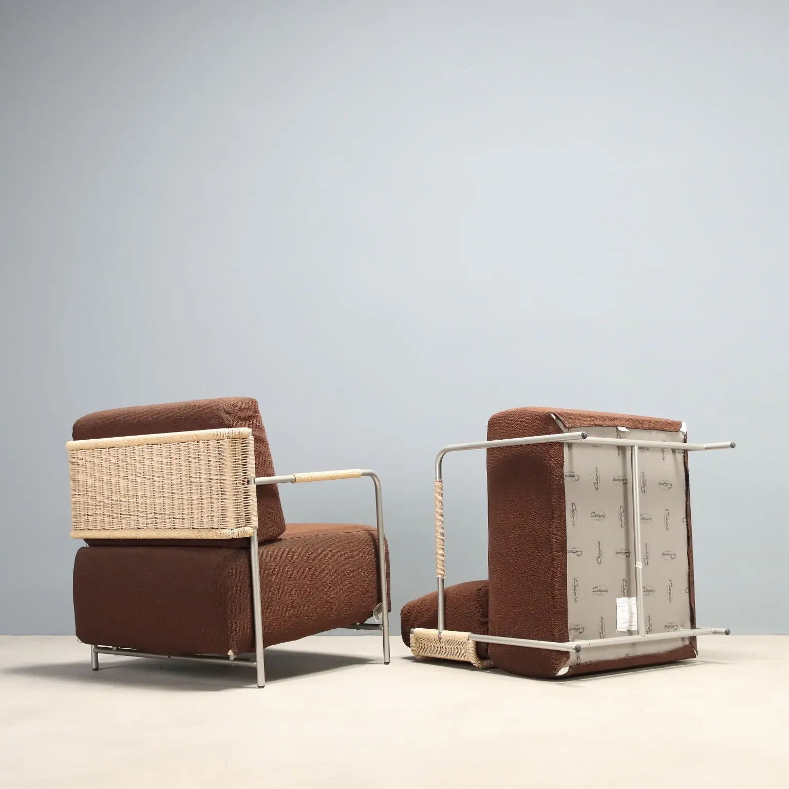 Vintage Calligaris Armchairs Metal Design Italy 1980s