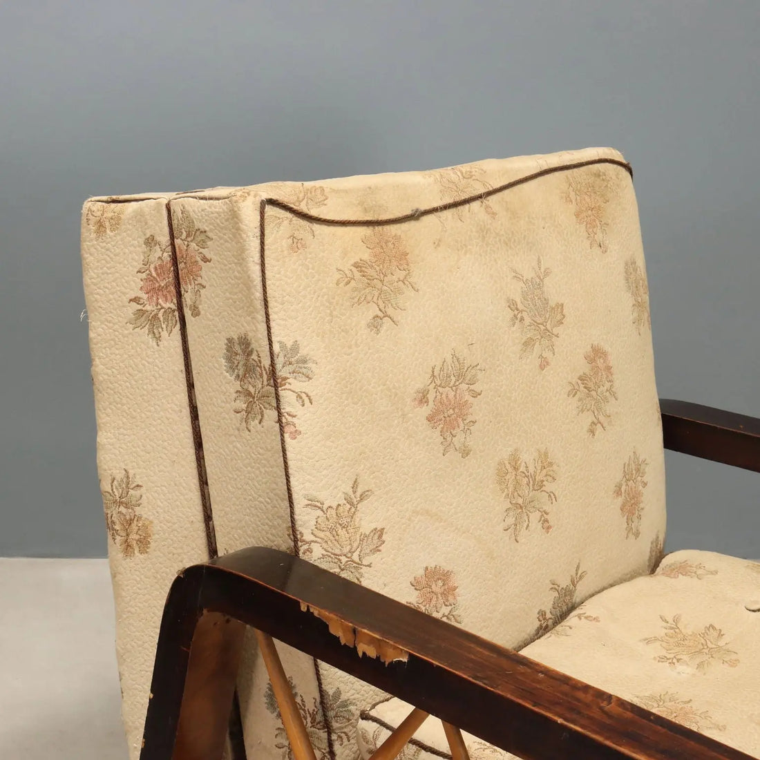 1940s-50s Armchairs with Wooden Armrests