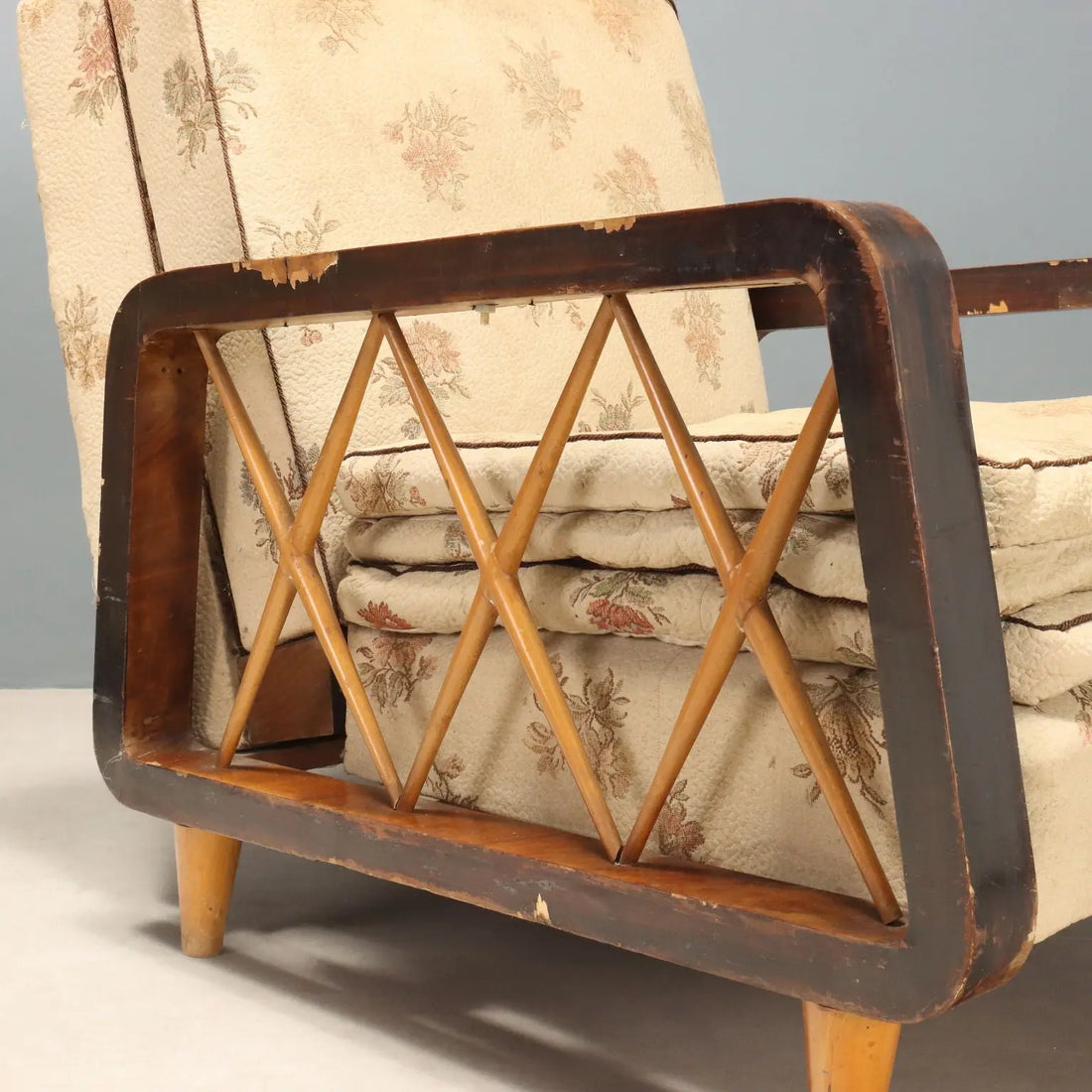 1940s-50s Armchairs with Wooden Armrests