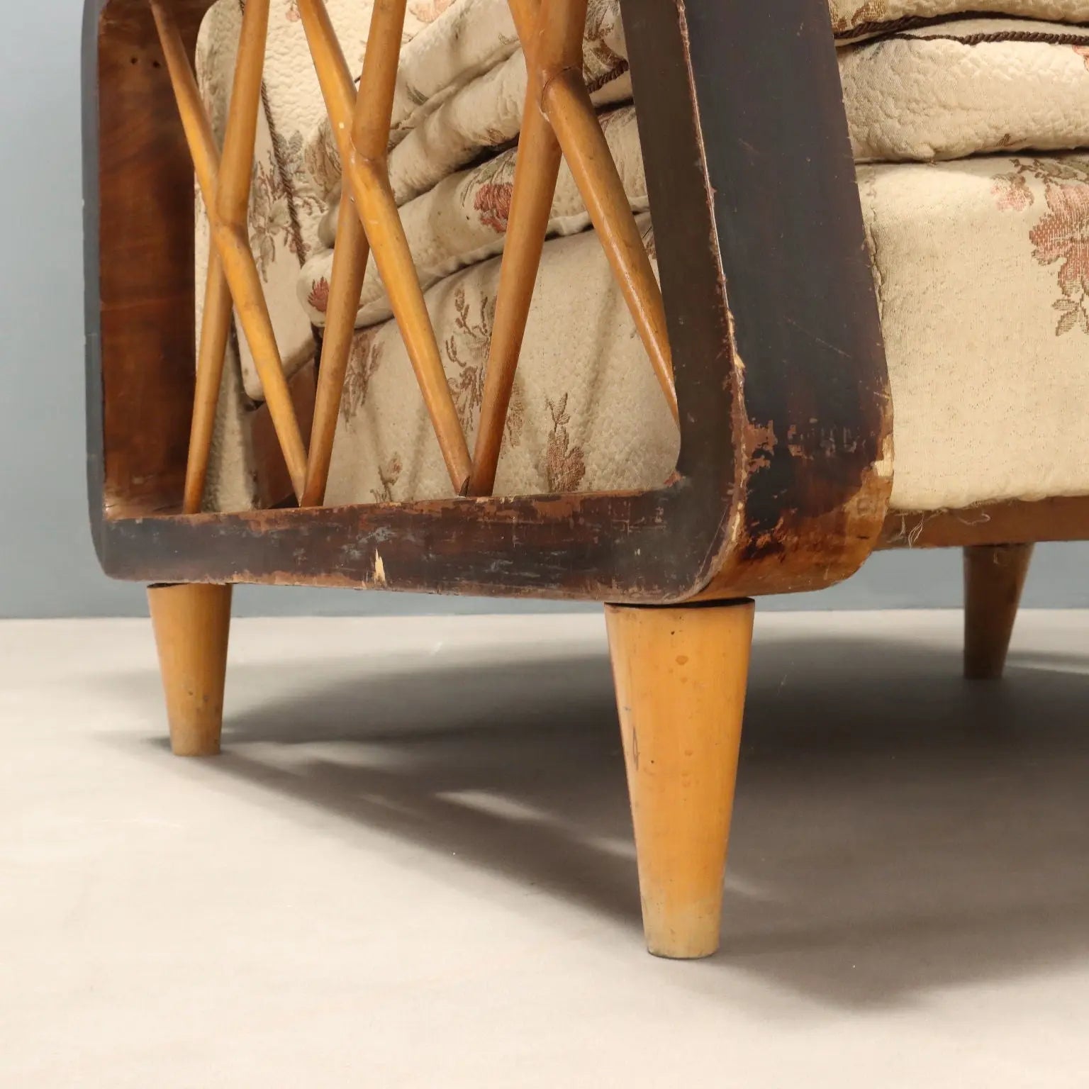 1940s-50s Armchairs with Wooden Armrests
