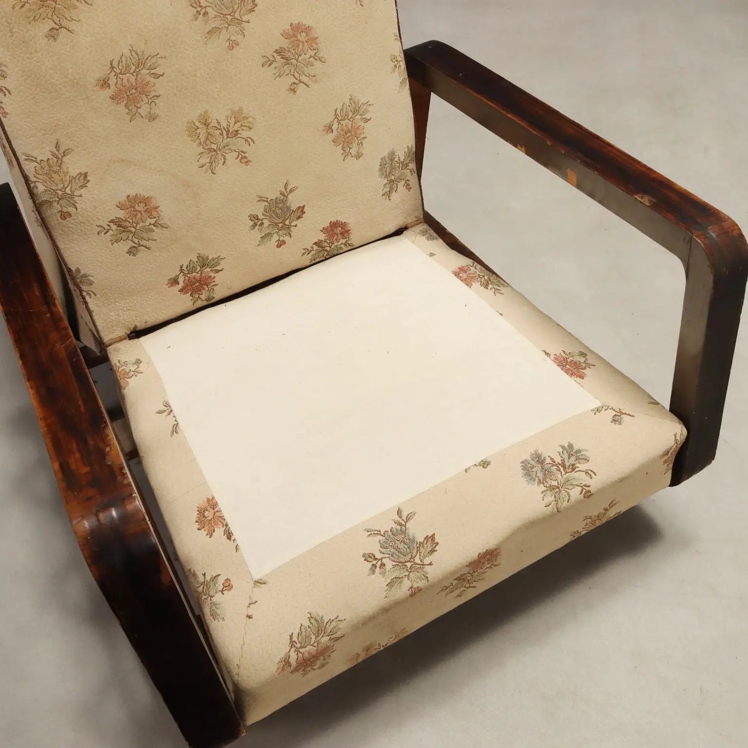 1940s-50s Armchairs with Wooden Armrests