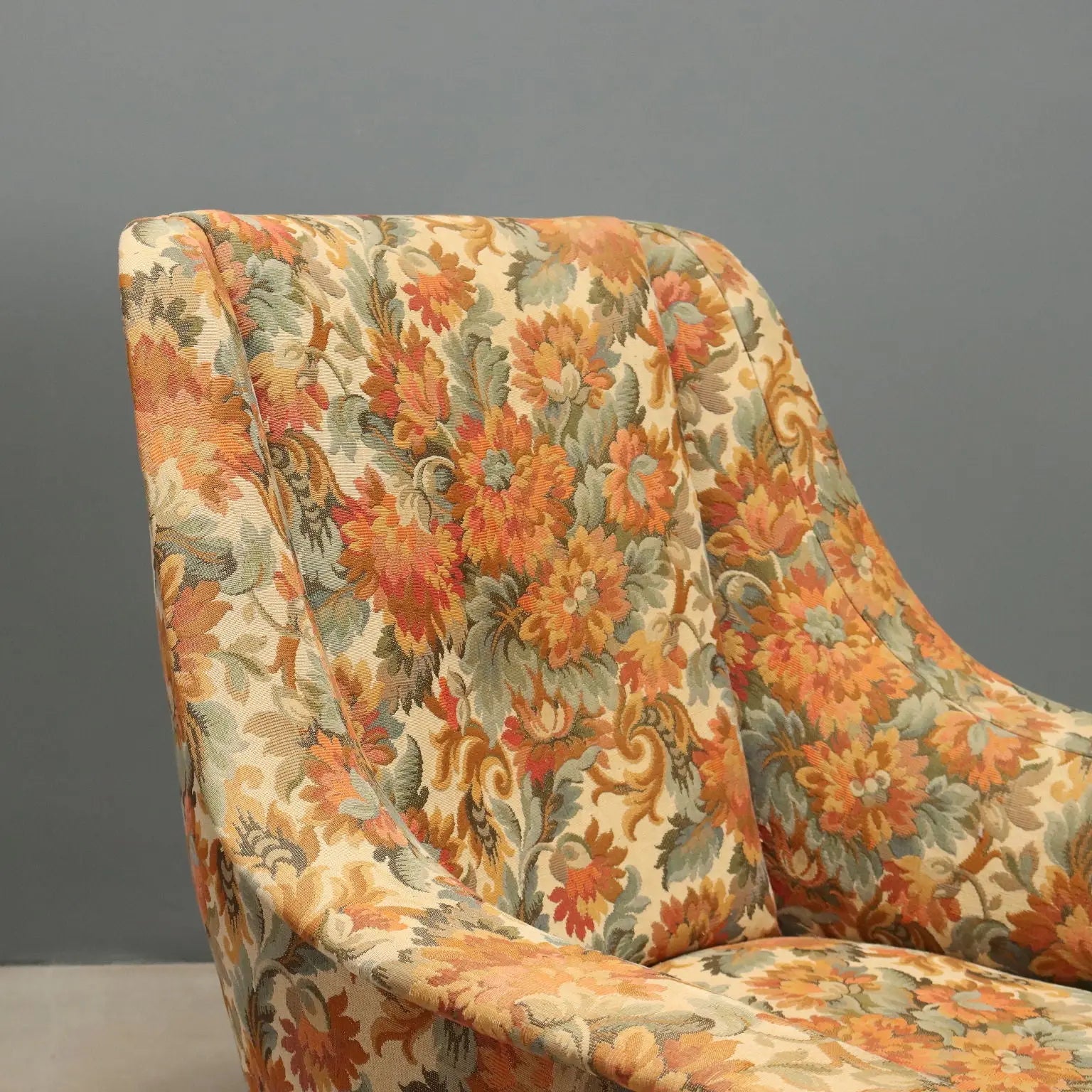 Vintage Armchairs Fabric Wood Design Italy 1950s
