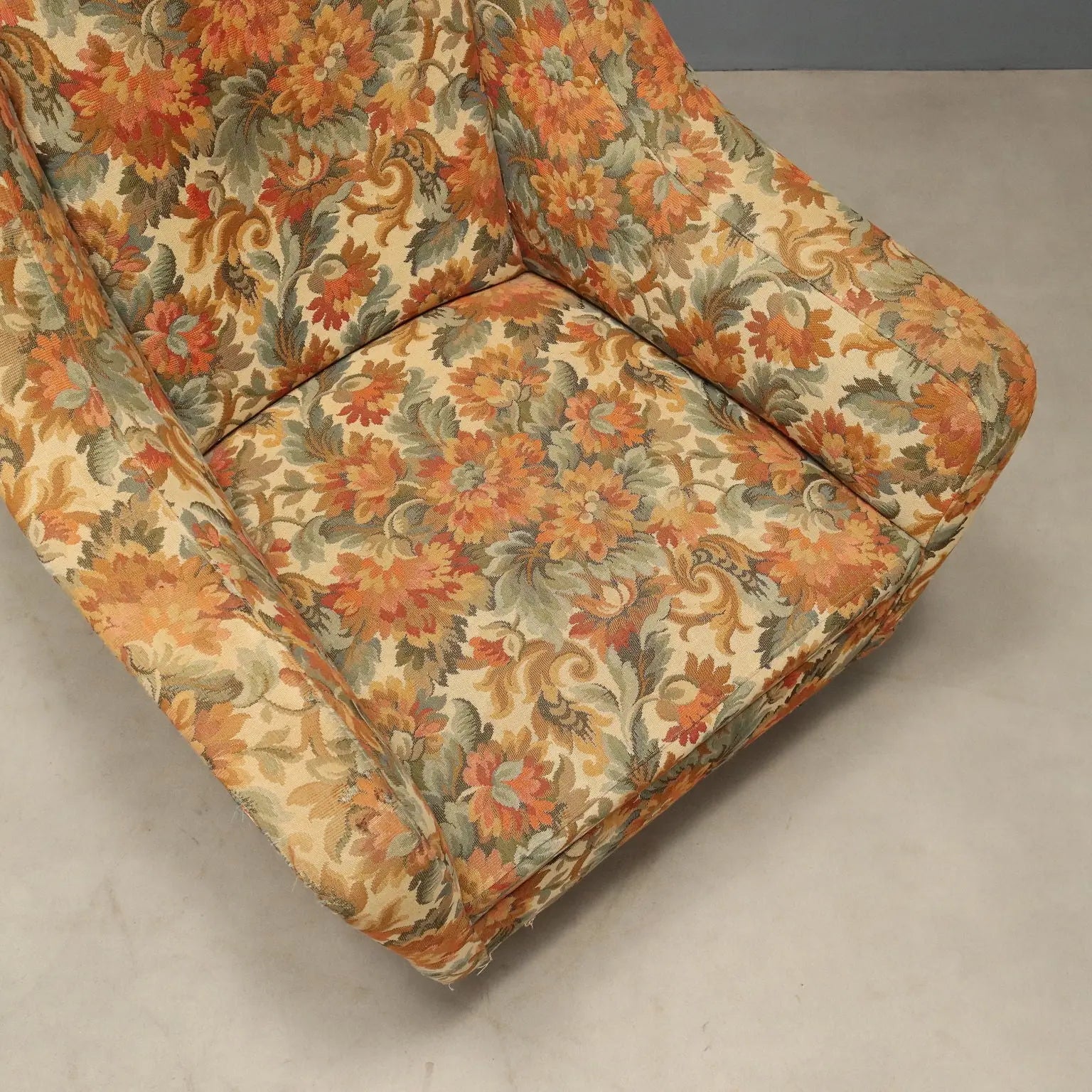 Vintage Armchairs Fabric Wood Design Italy 1950s