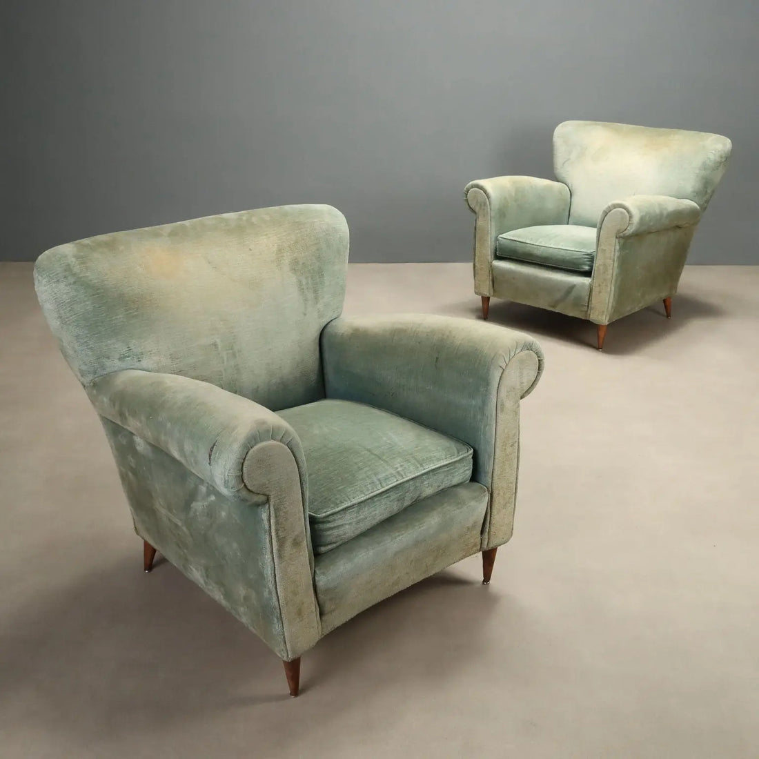 Vintage Armchairs Fabric Padding Design Italy 1950s