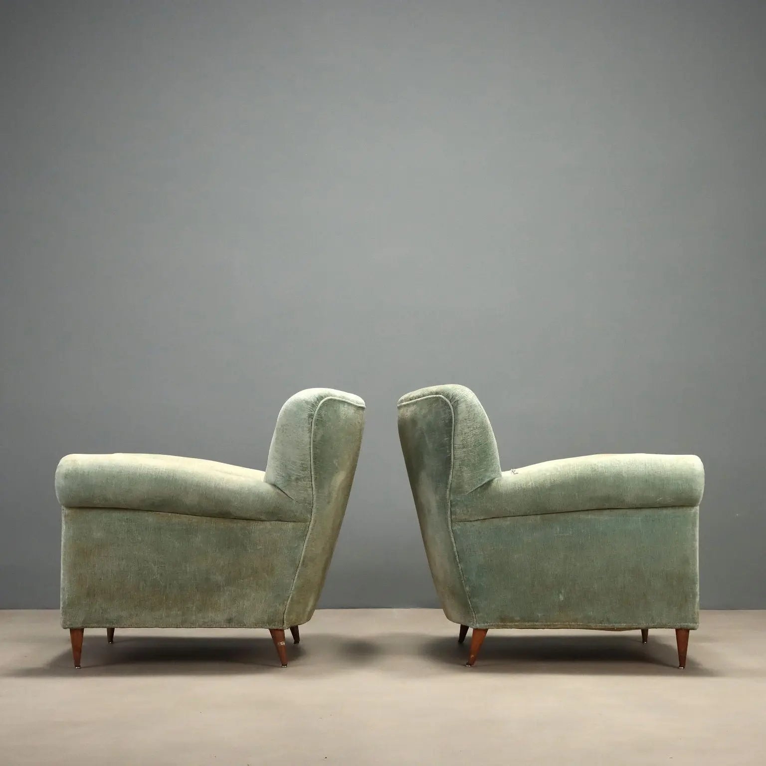 Vintage Armchairs Fabric Padding Design Italy 1950s
