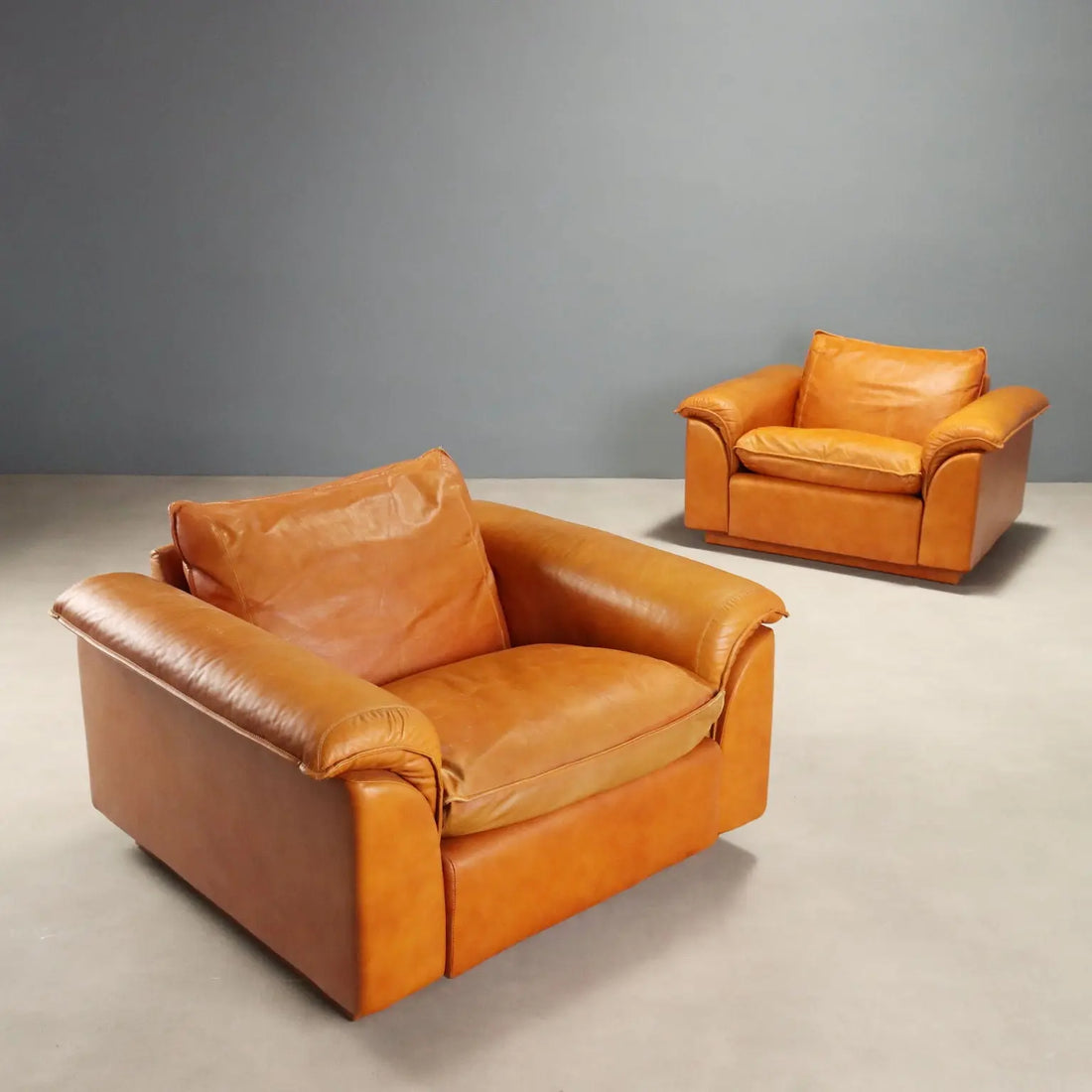 Vintage Armchairs Leather Foam Design Italy 1970s-1980s