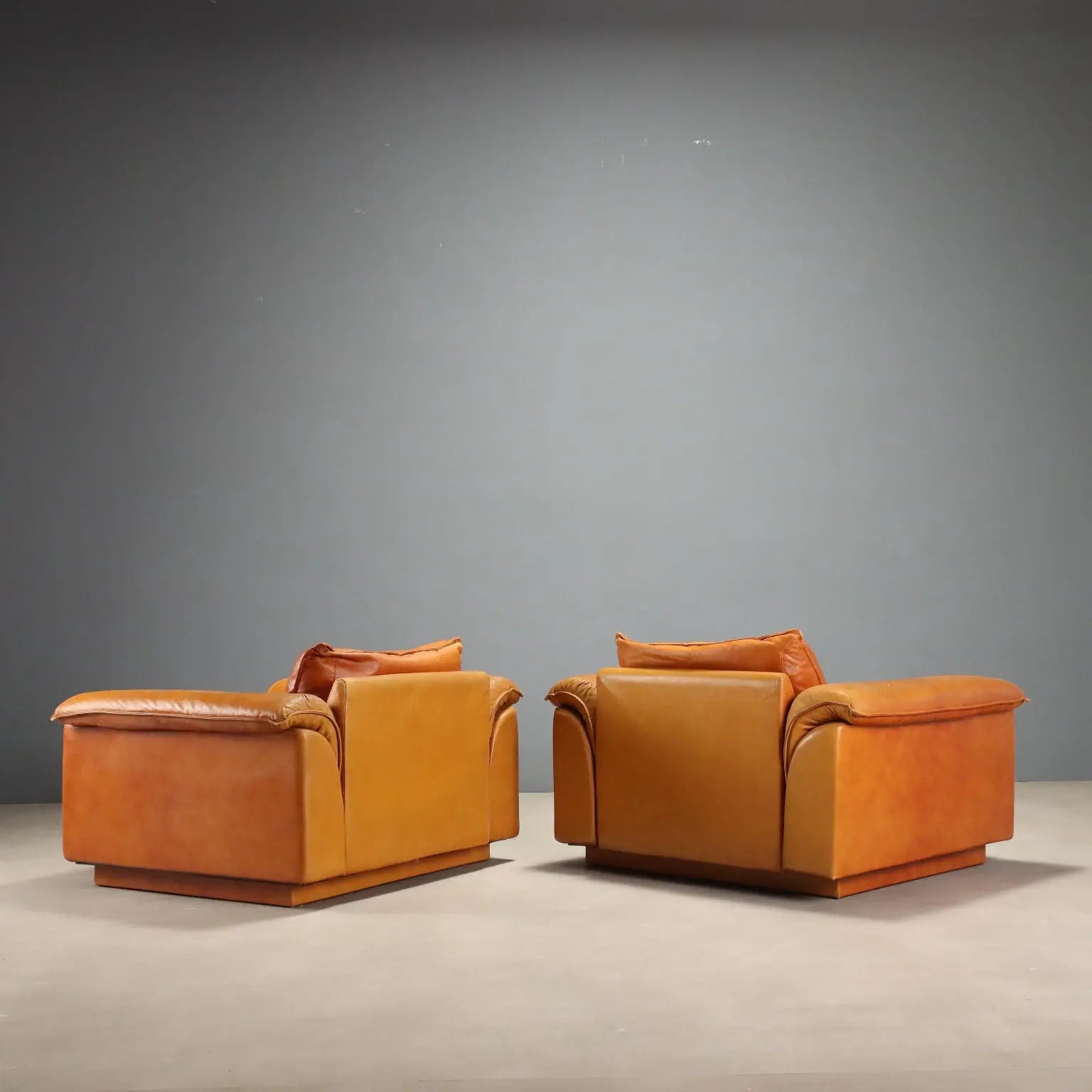 Vintage Armchairs Leather Foam Design Italy 1970s-1980s