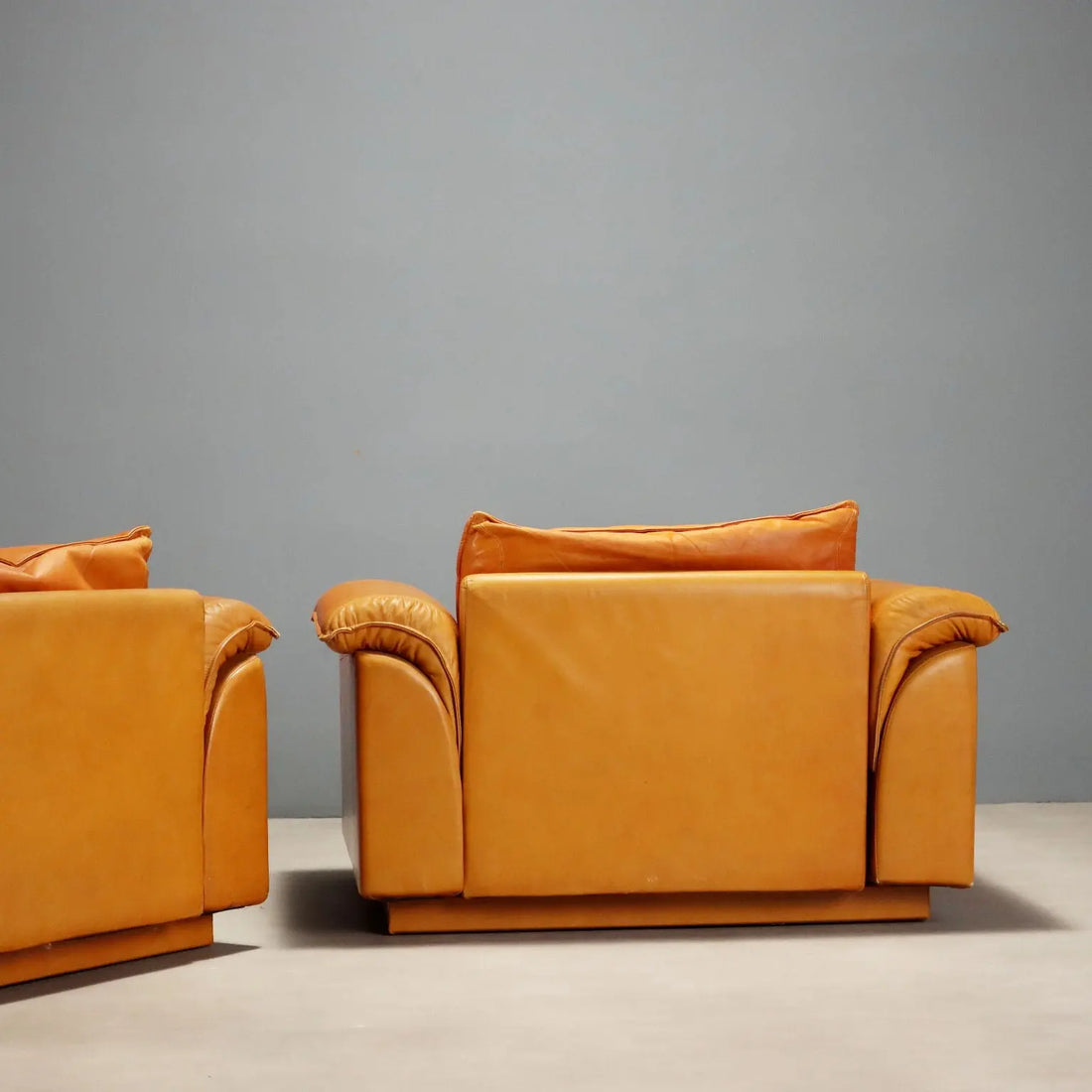 Vintage Armchairs Leather Foam Design Italy 1970s-1980s
