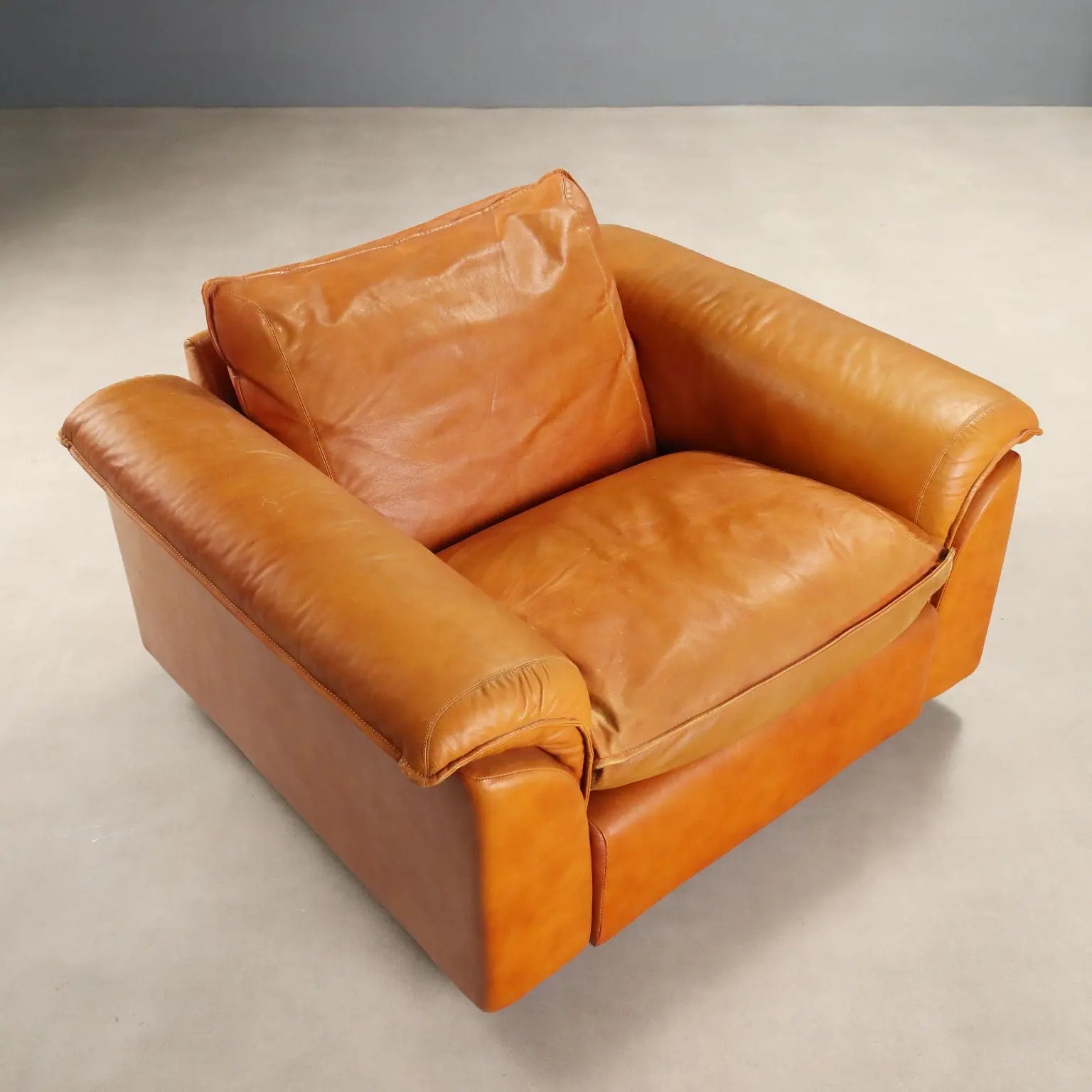 Vintage Armchairs Leather Foam Design Italy 1970s-1980s