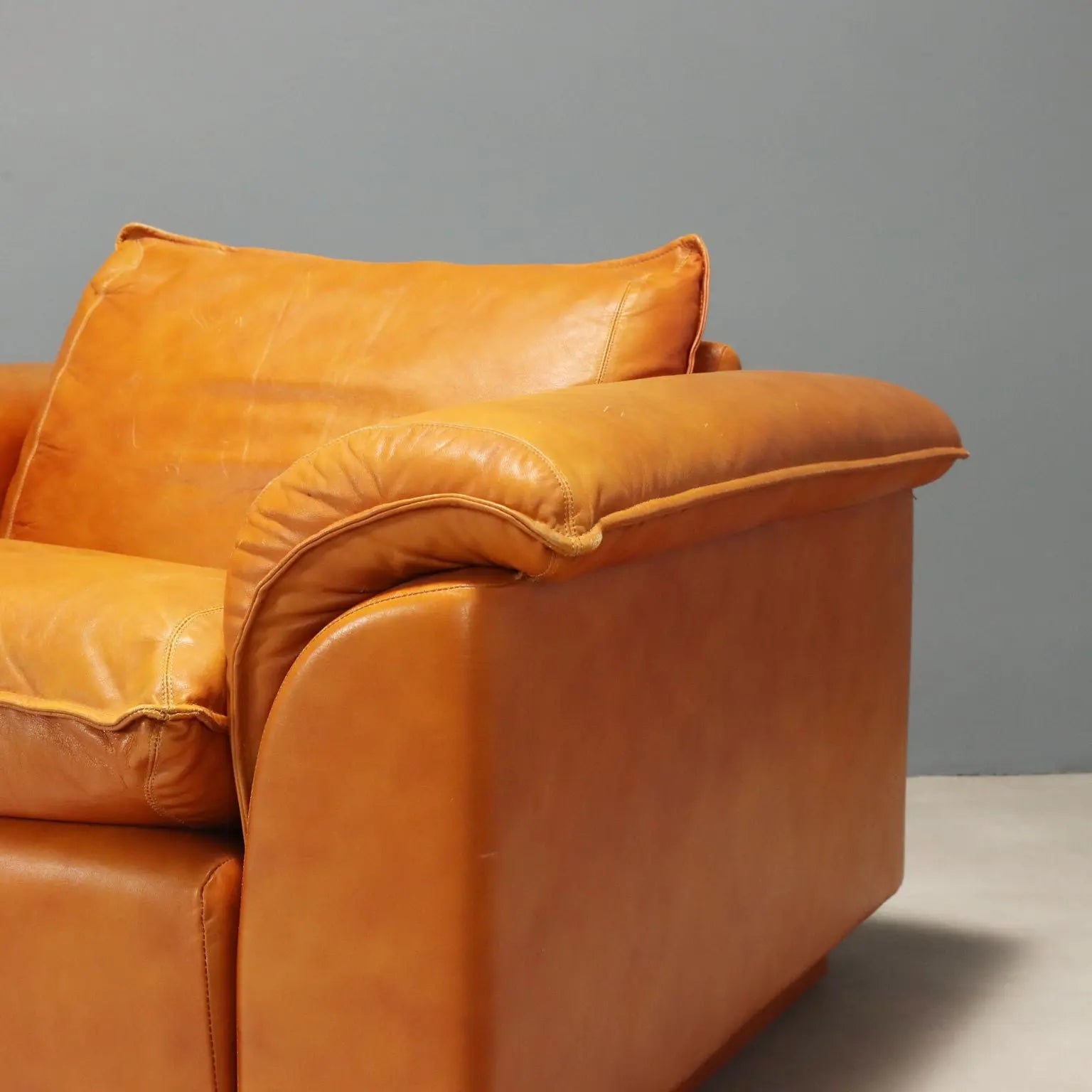 Vintage Armchairs Leather Foam Design Italy 1970s-1980s