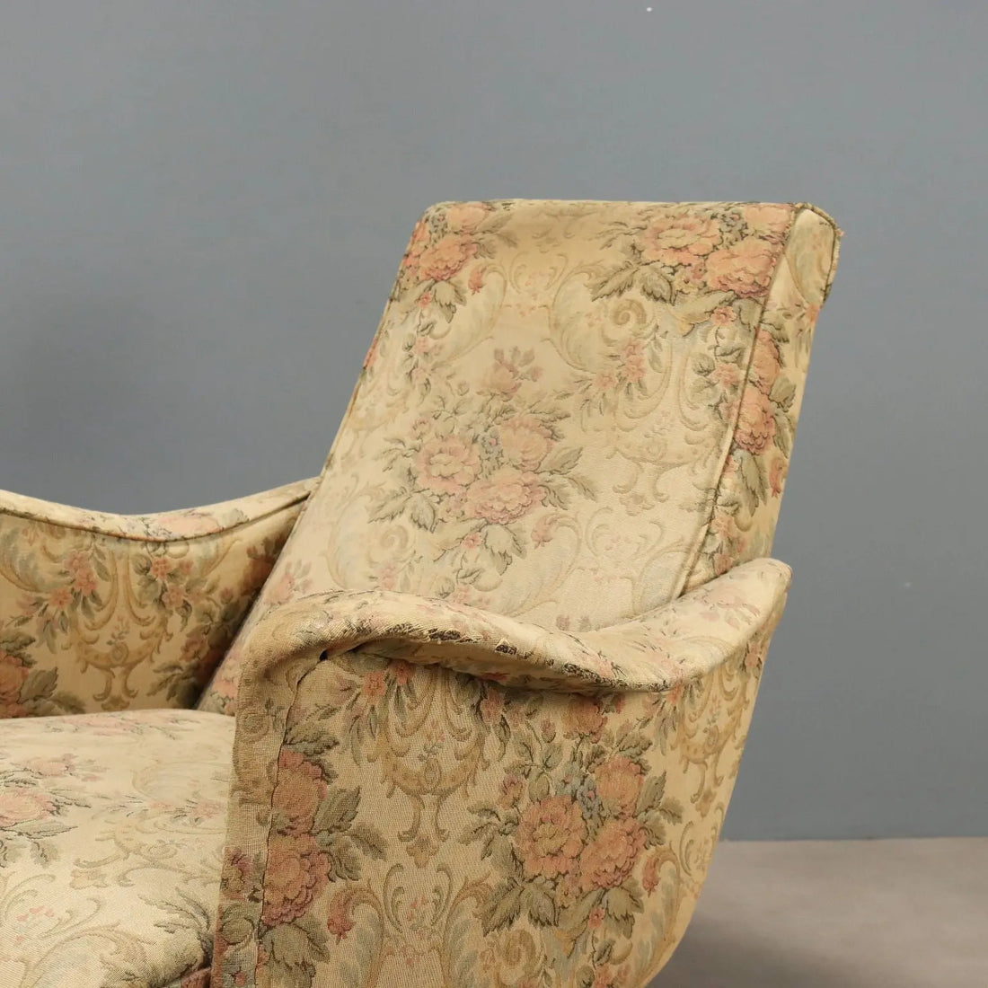 Vintage Armchairs Fabric Metal Brass Design Italy 1950s-1960s