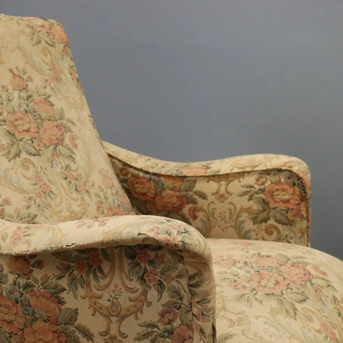 Vintage Armchairs Fabric Metal Brass Design Italy 1950s-1960s