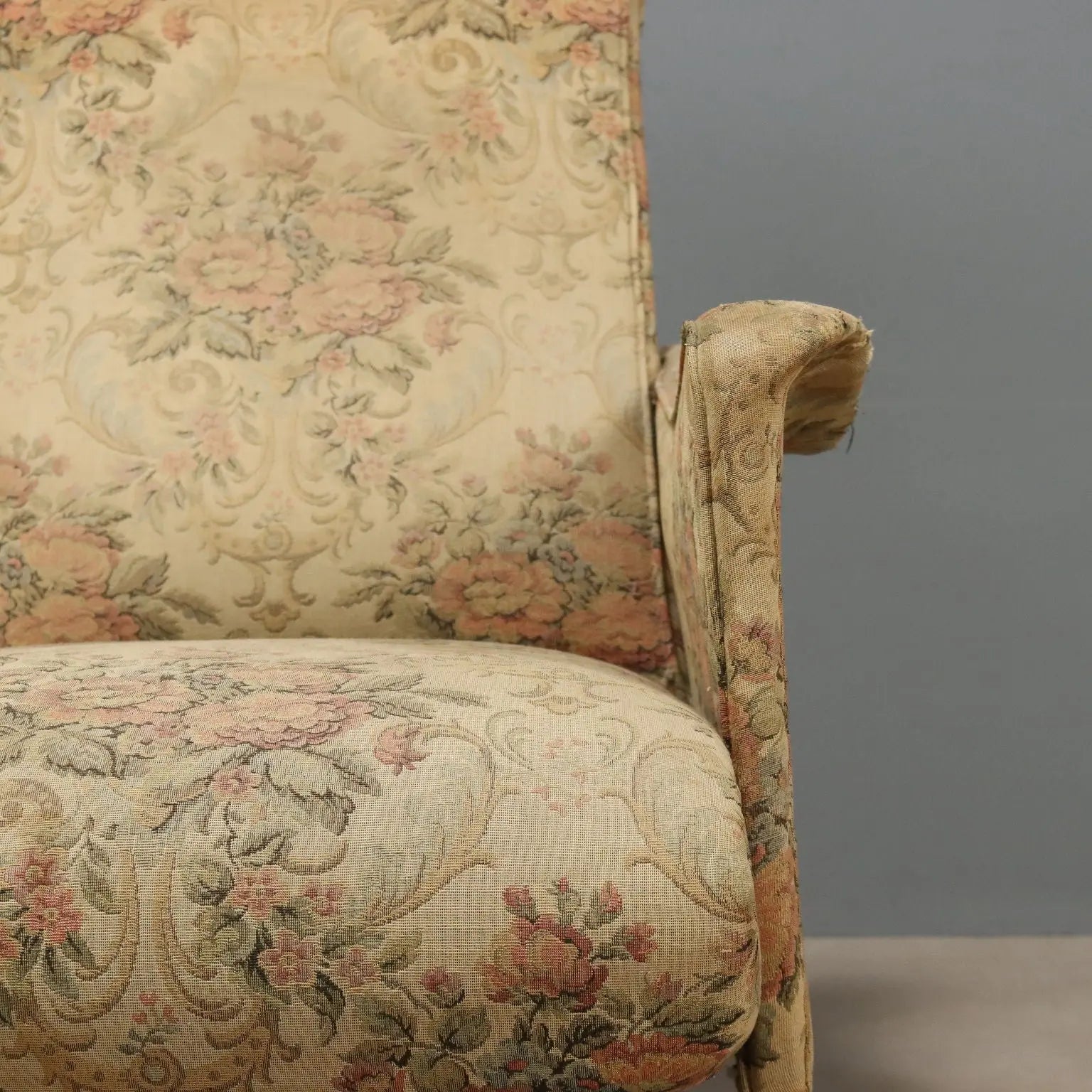 Vintage Armchairs Fabric Metal Brass Design Italy 1950s-1960s