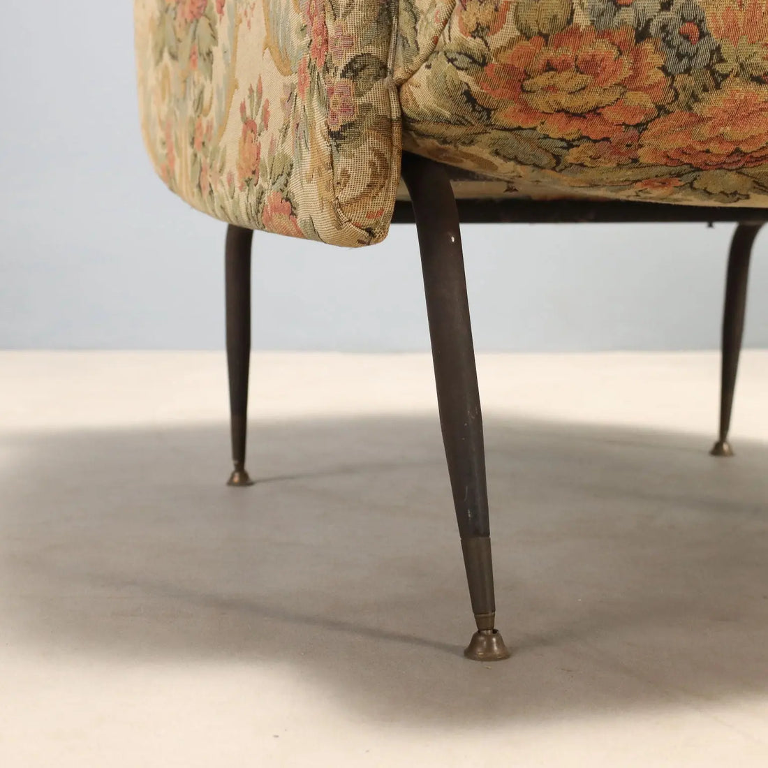 Vintage Armchairs Fabric Metal Brass Design Italy 1950s-1960s