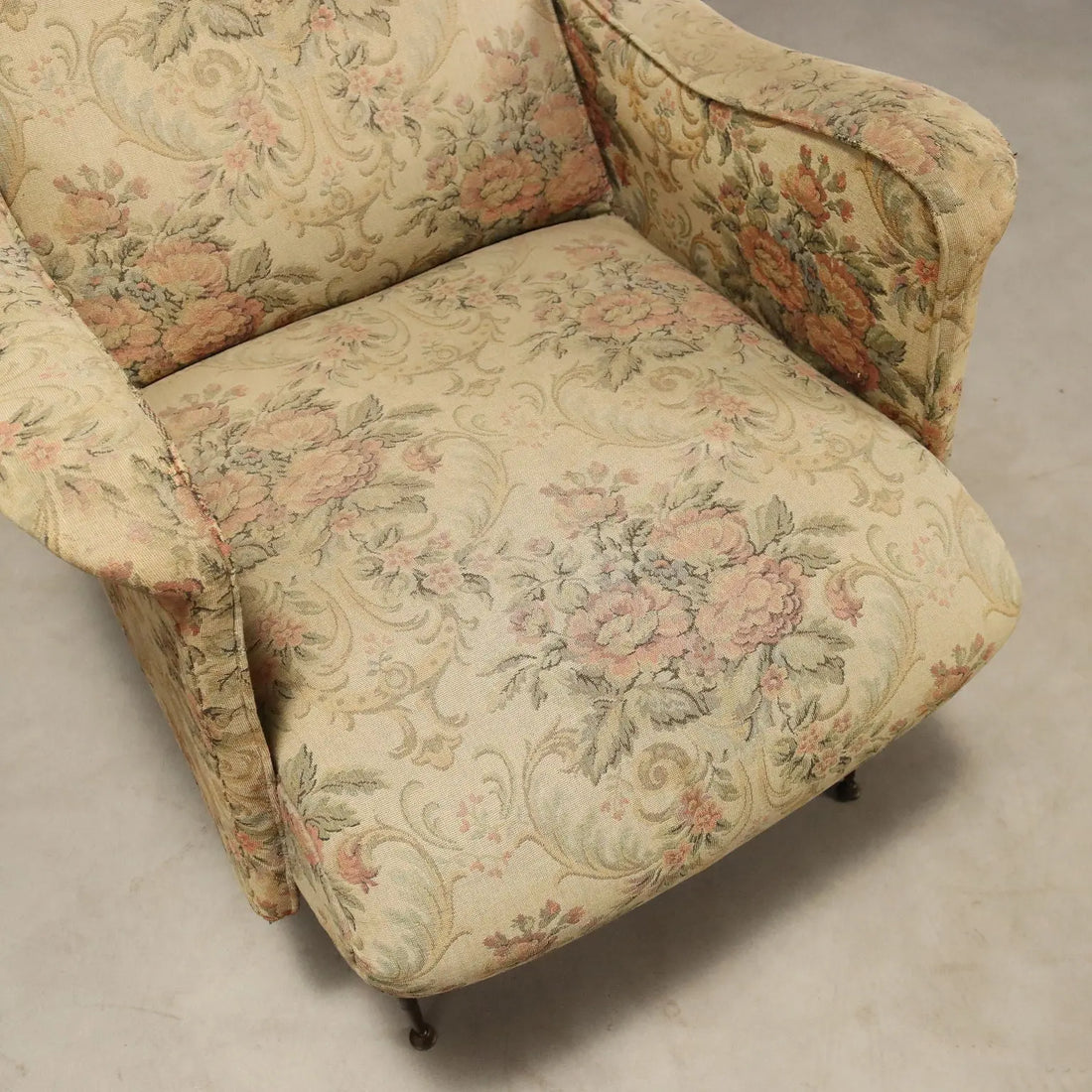 Vintage Armchairs Fabric Metal Brass Design Italy 1950s-1960s