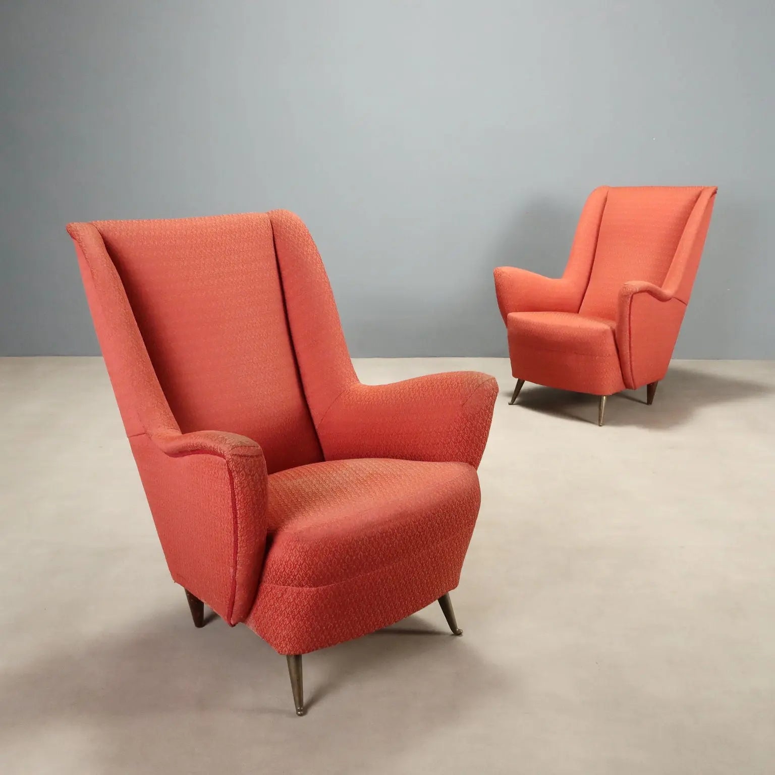 1950s Vintage Armchairs with Brass Legs