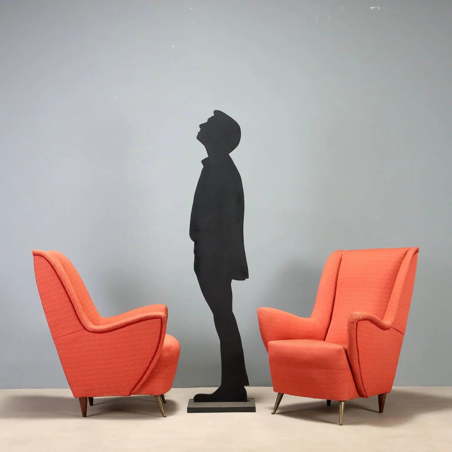 1950s Vintage Armchairs with Brass Legs