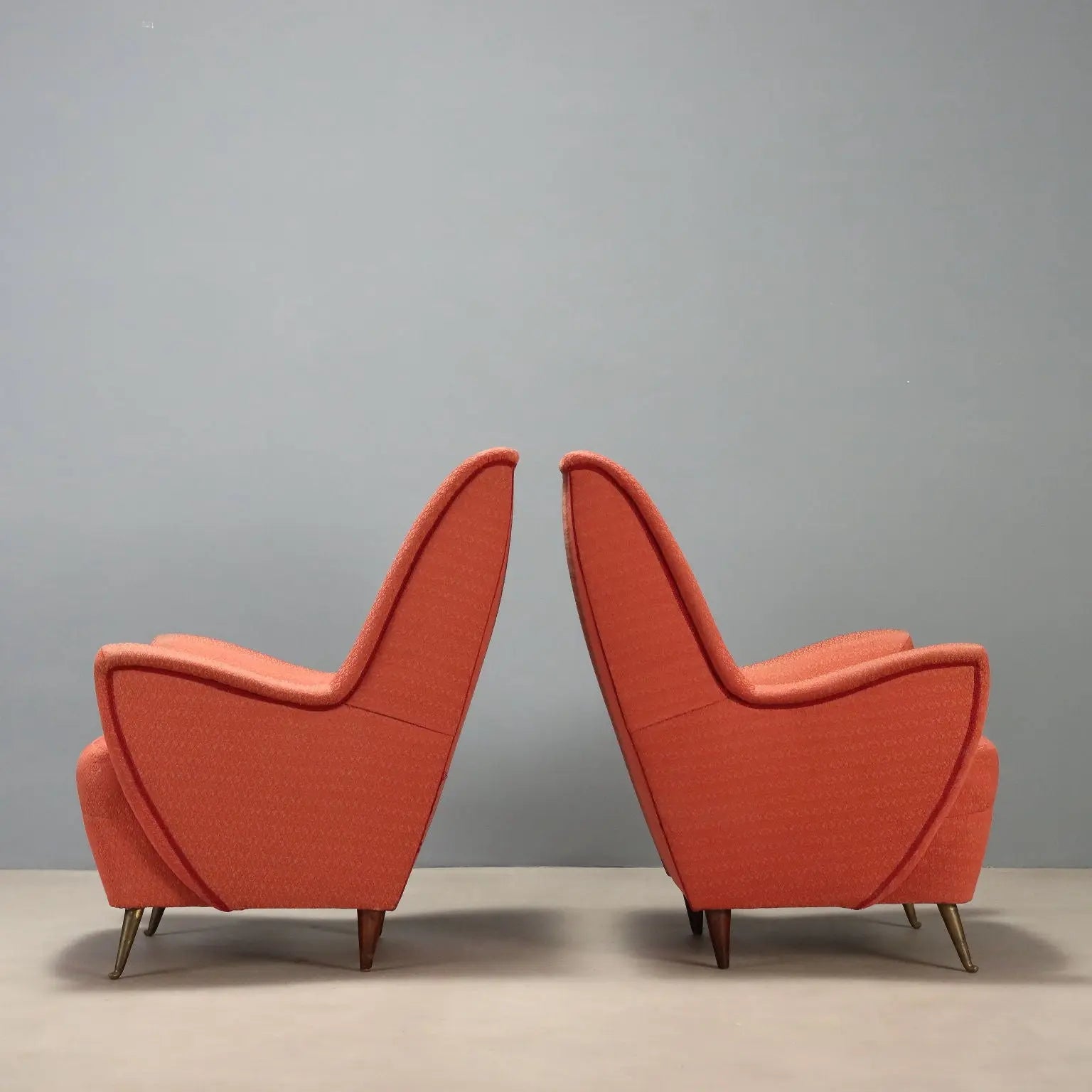 1950s Vintage Armchairs with Brass Legs
