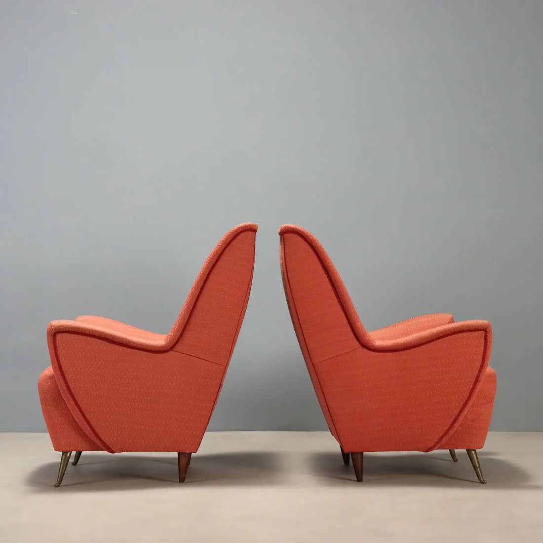 1950s Vintage Armchairs with Brass Legs