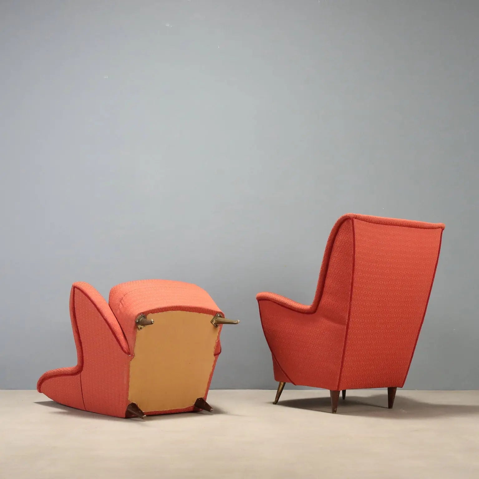 1950s Vintage Armchairs with Brass Legs