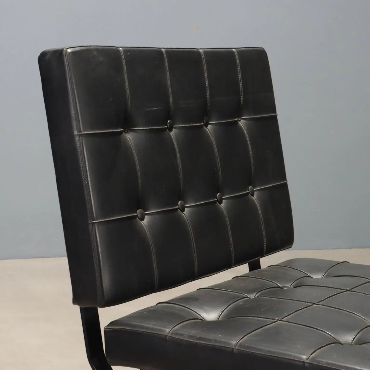 Vintage Armchair Metal Black Leatherette Design Italy 1970s