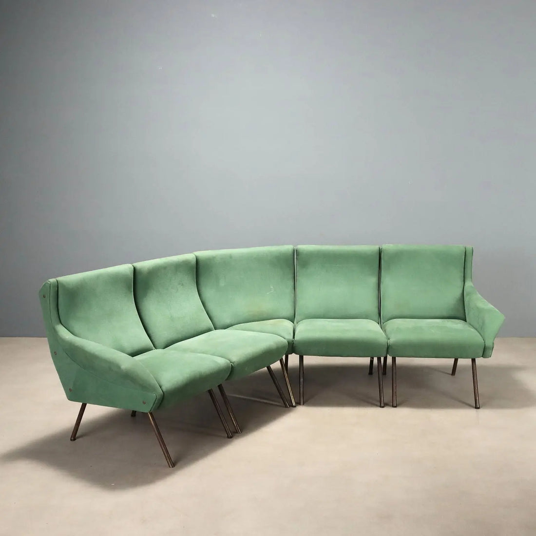1960s Corner Sofa in Green Fabric