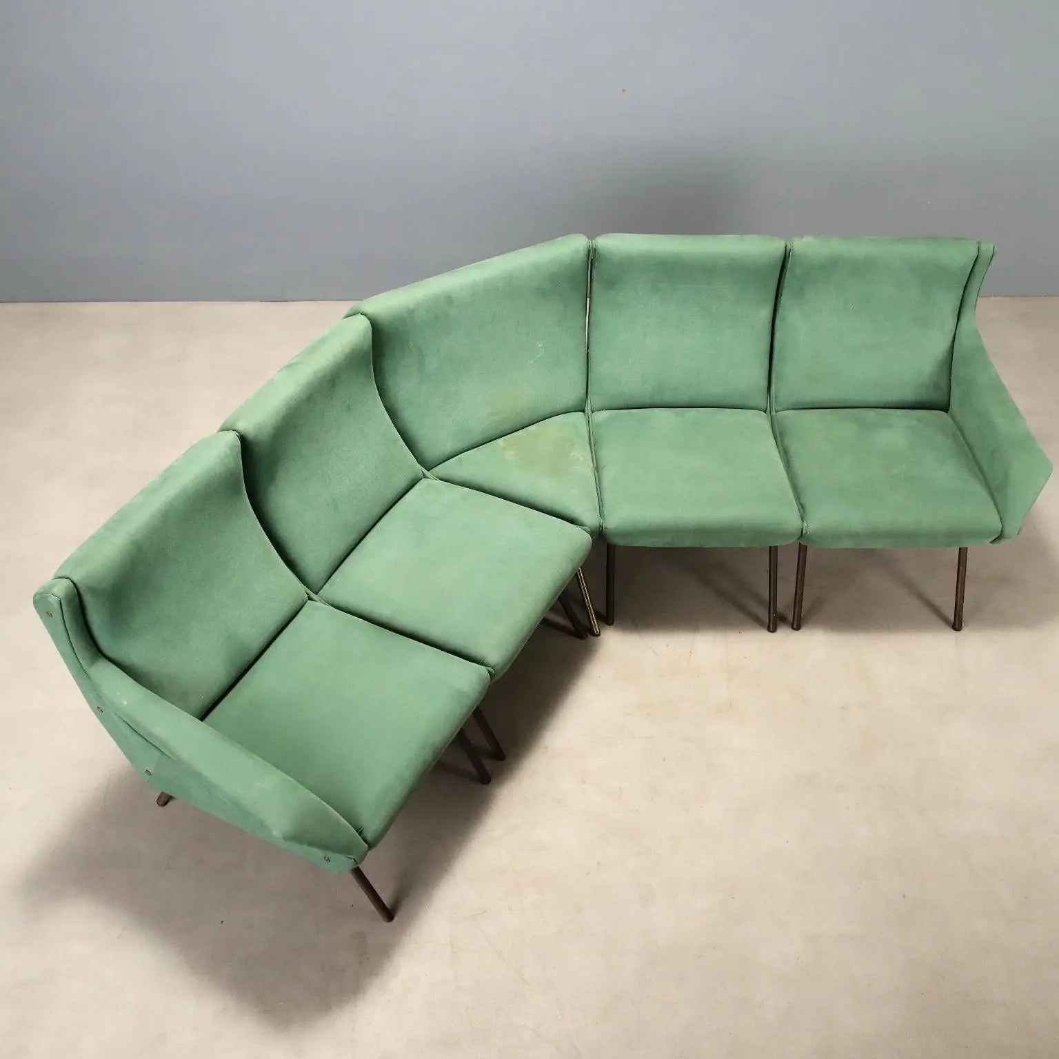 1960s Corner Sofa in Green Fabric