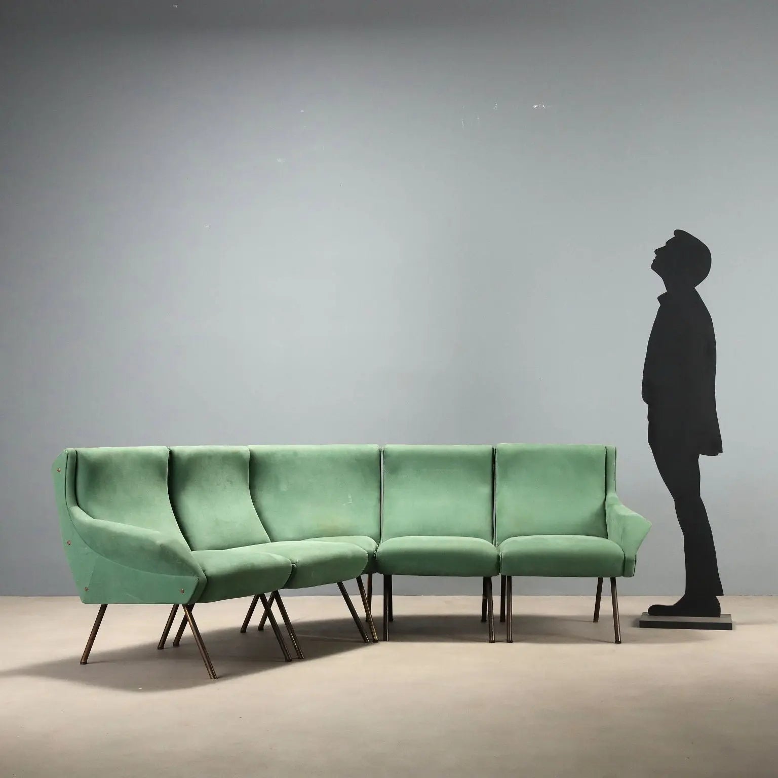 1960s Corner Sofa in Green Fabric