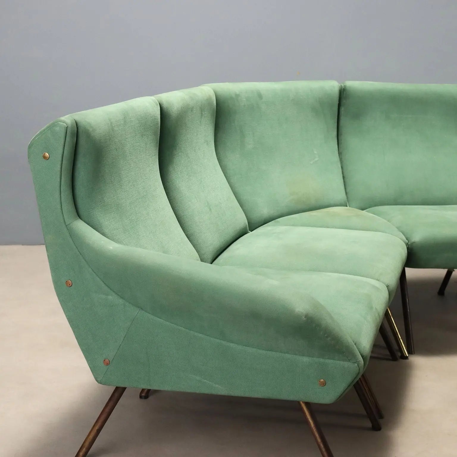 1960s Corner Sofa in Green Fabric