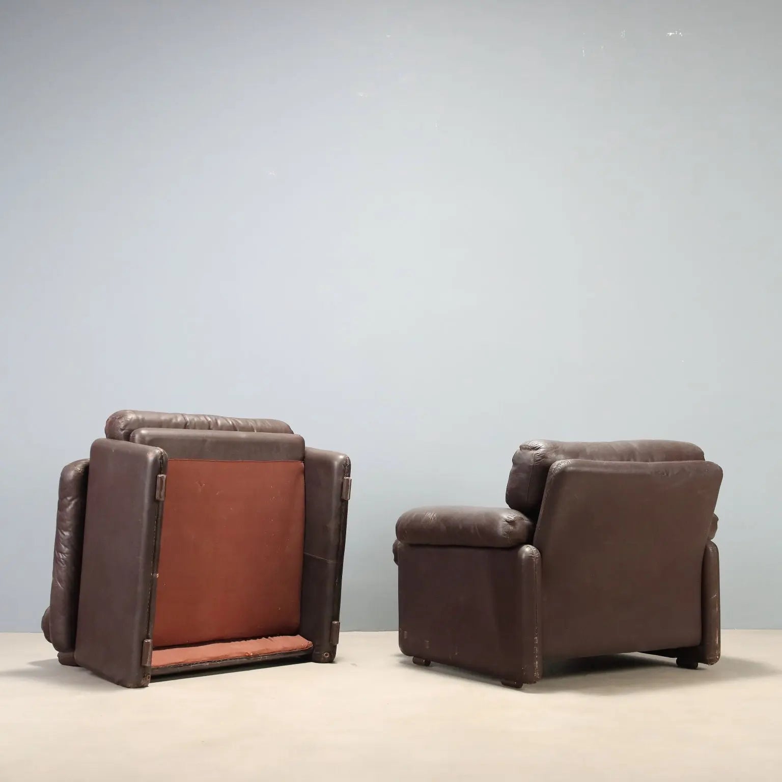 Pair of Scarpa Coronado Leather Armchairs