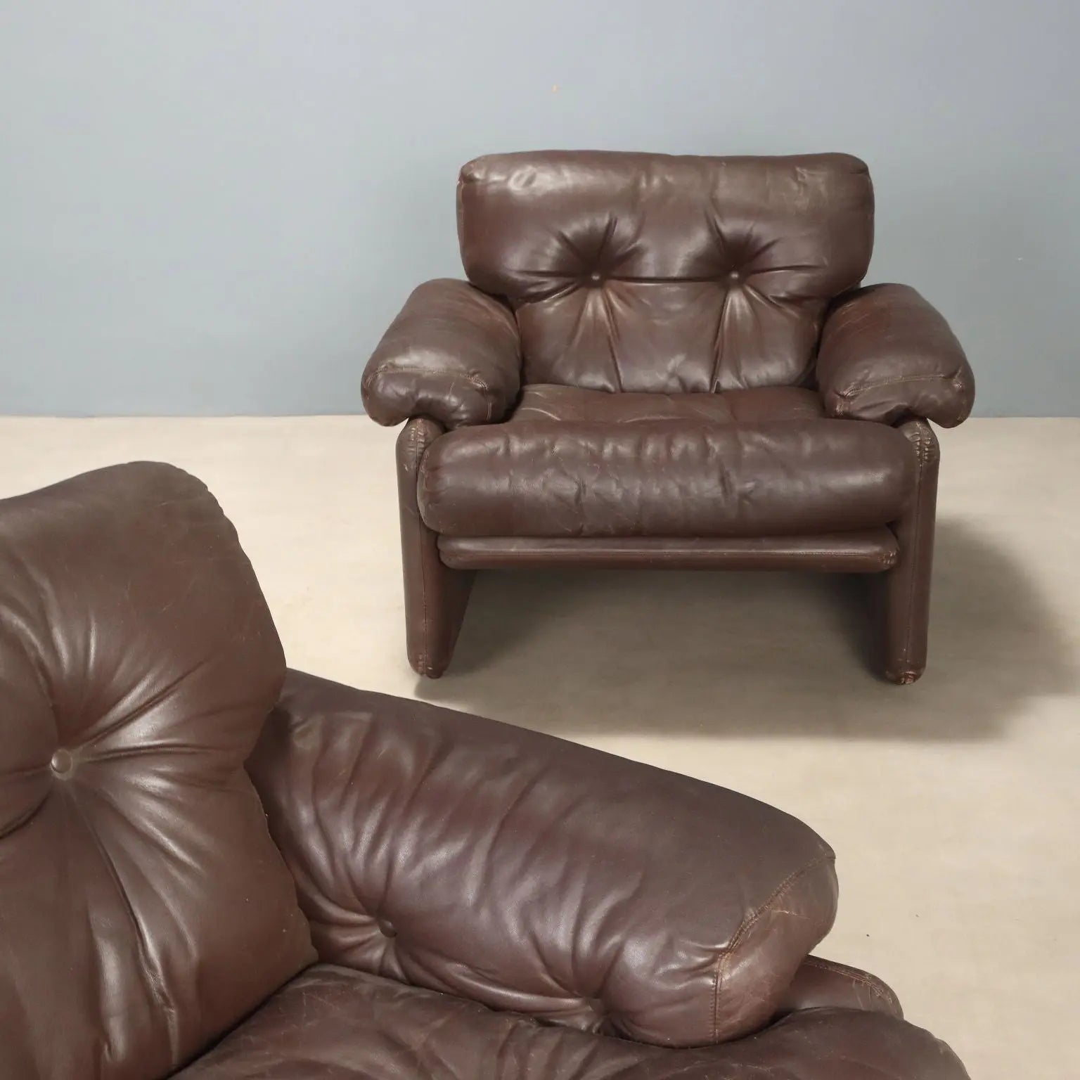 Pair of Scarpa Coronado Leather Armchairs