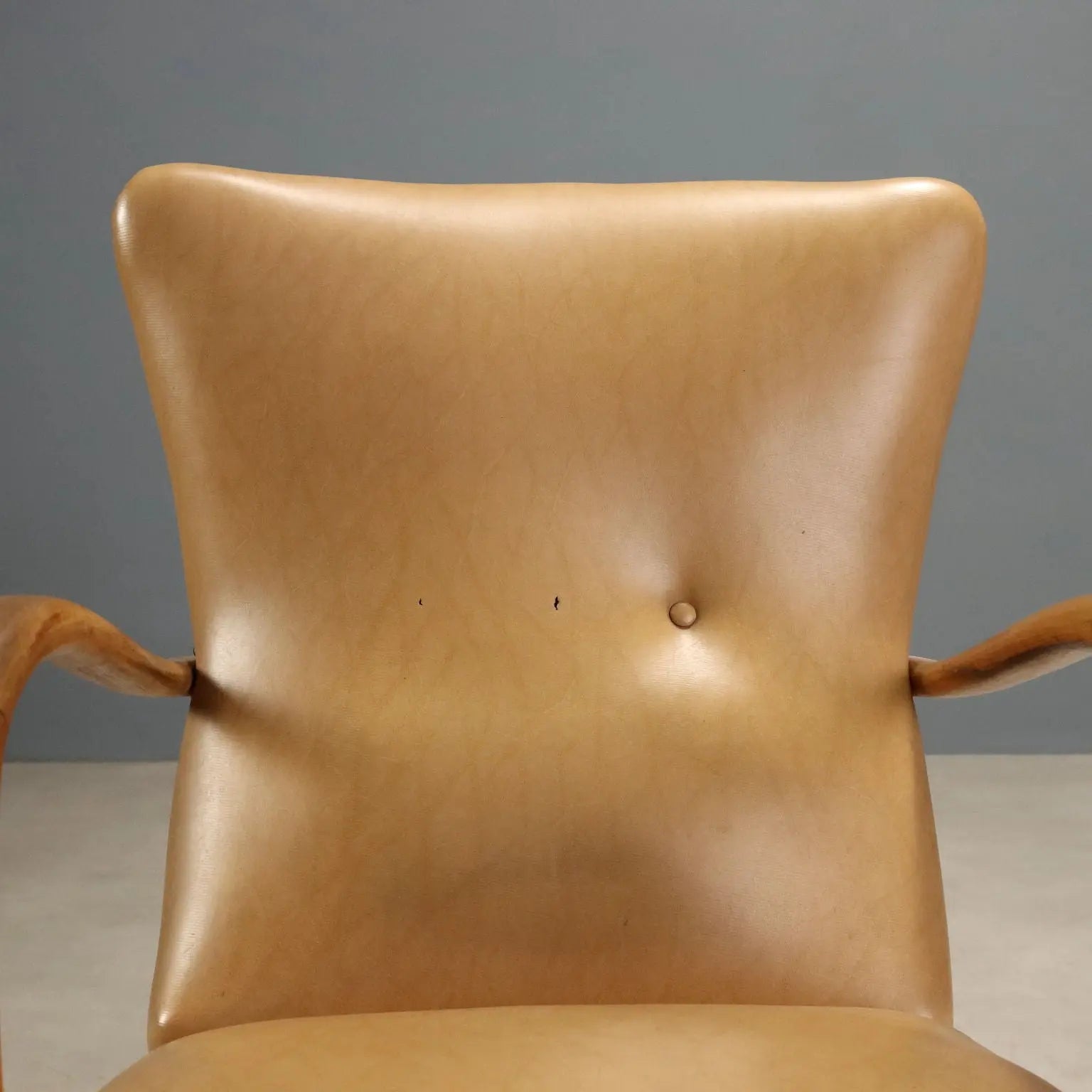 Vintage Armchair Beech Leatherette Foam Design Italy 1950s