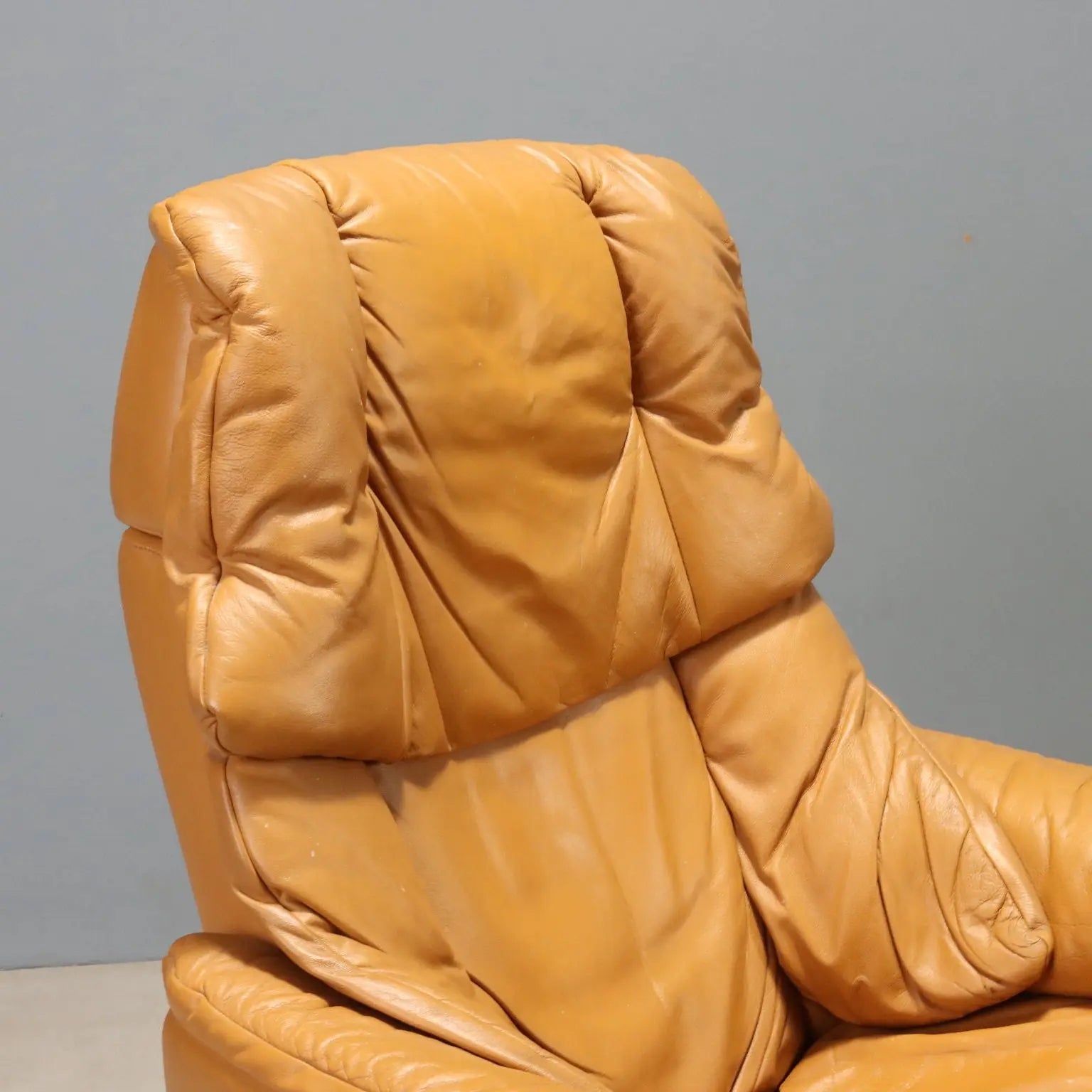 1980s Ekornes Armchair with Cognac Leather Footstool