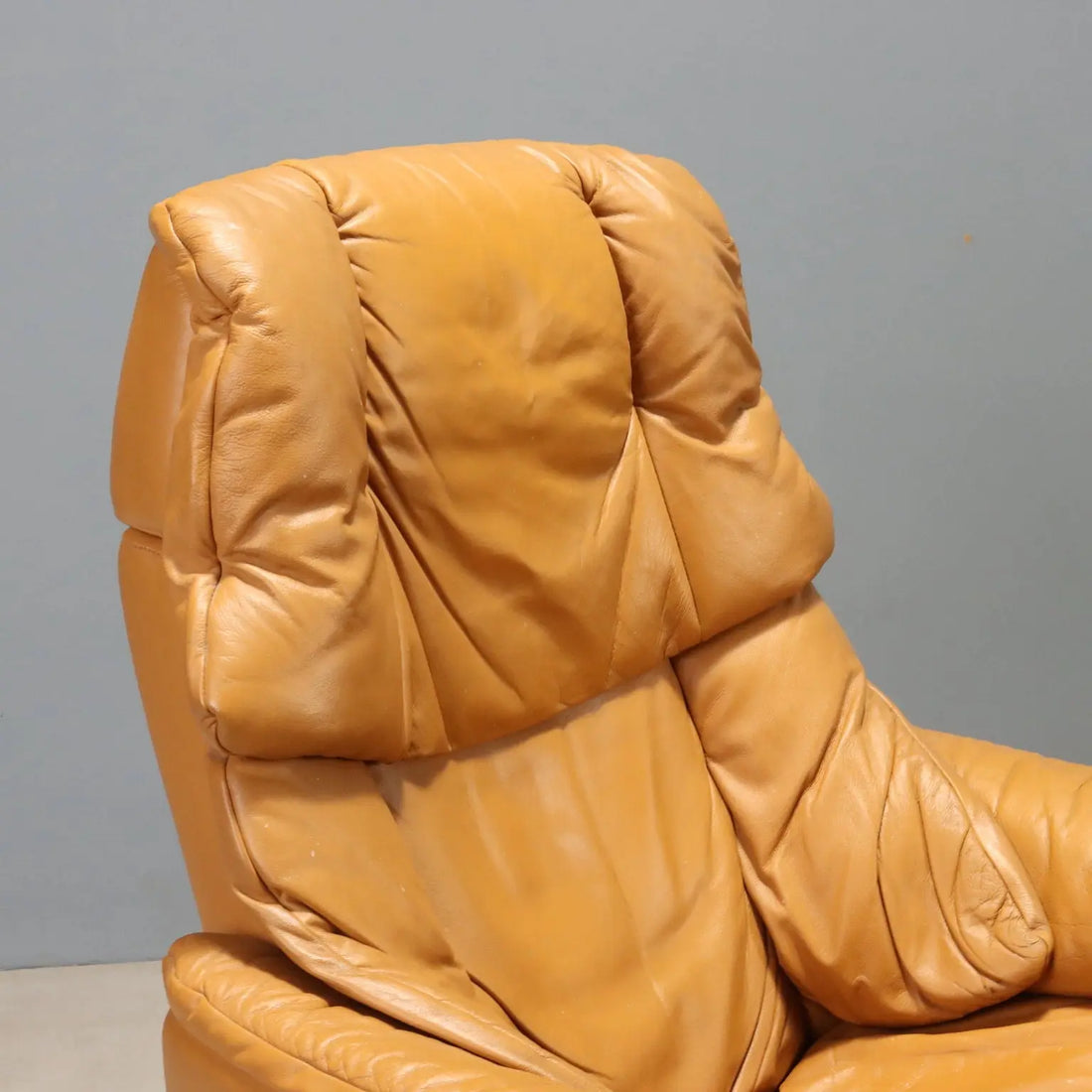 1980s Ekornes Armchair with Cognac Leather Footstool