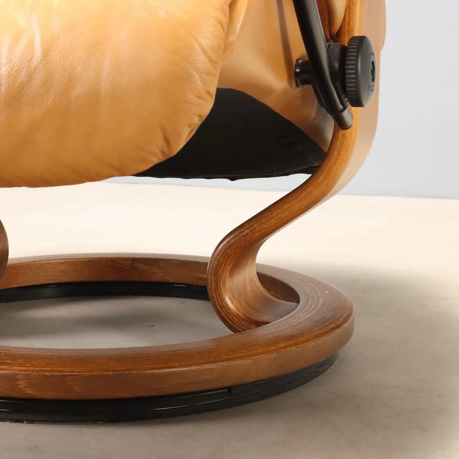1980s Ekornes Armchair with Cognac Leather Footstool