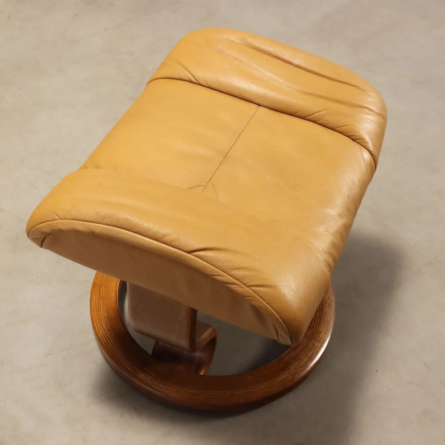1980s Ekornes Armchair with Cognac Leather Footstool