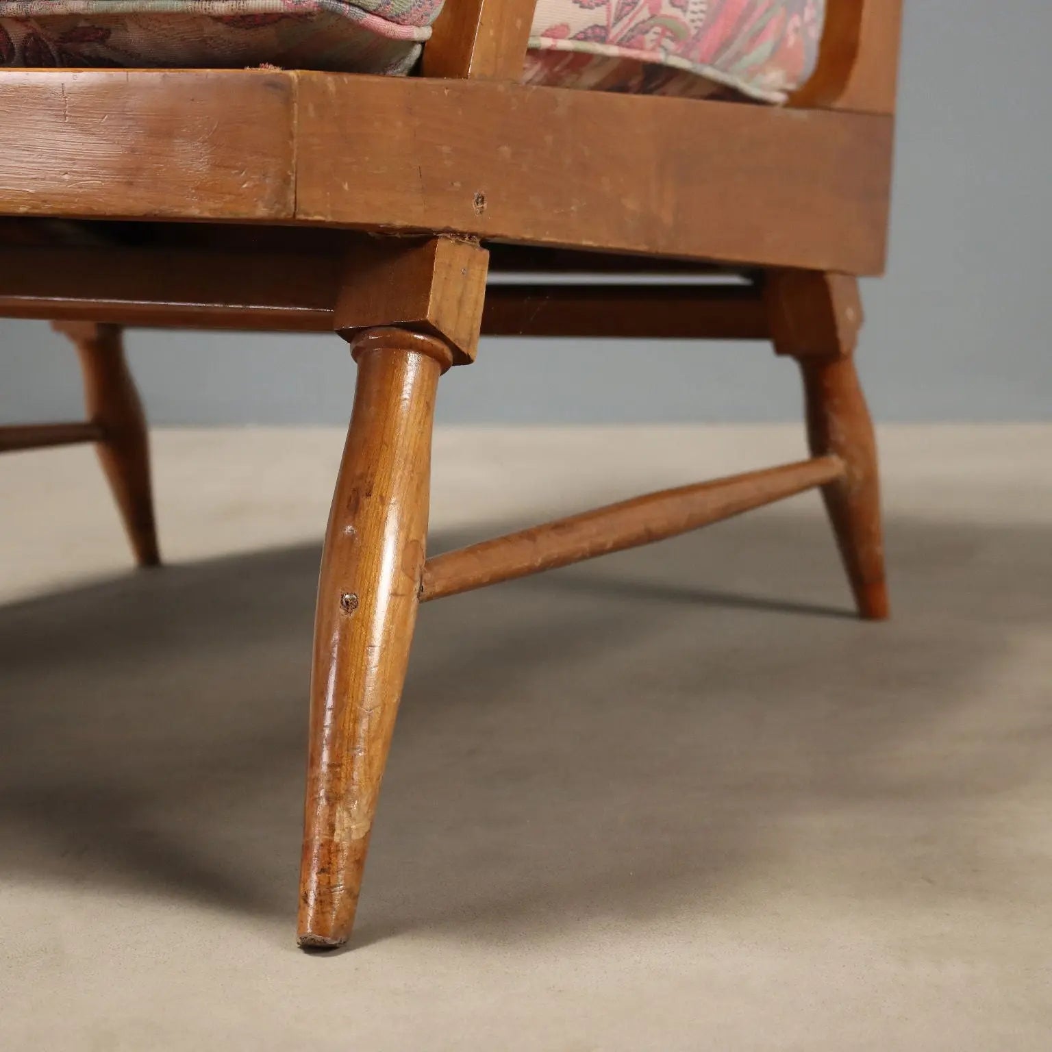 Vintage Reclining Armchairs by Camea Wood Fabric Design 1950s