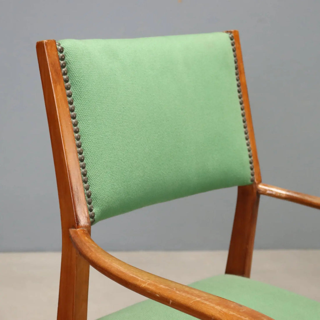 Vintage Chair Wood Fabric Design Italy 1950s