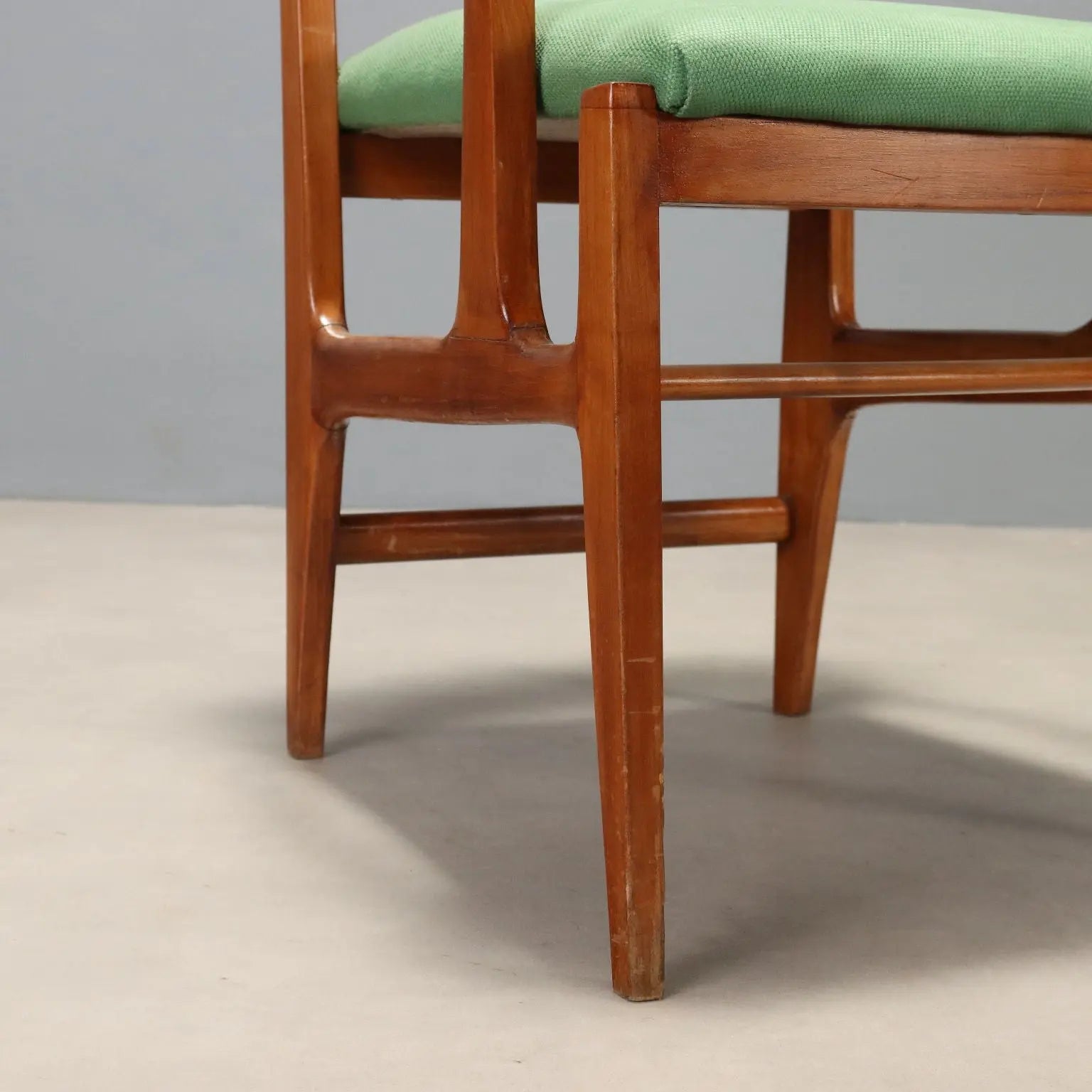 Vintage Chair Wood Fabric Design Italy 1950s