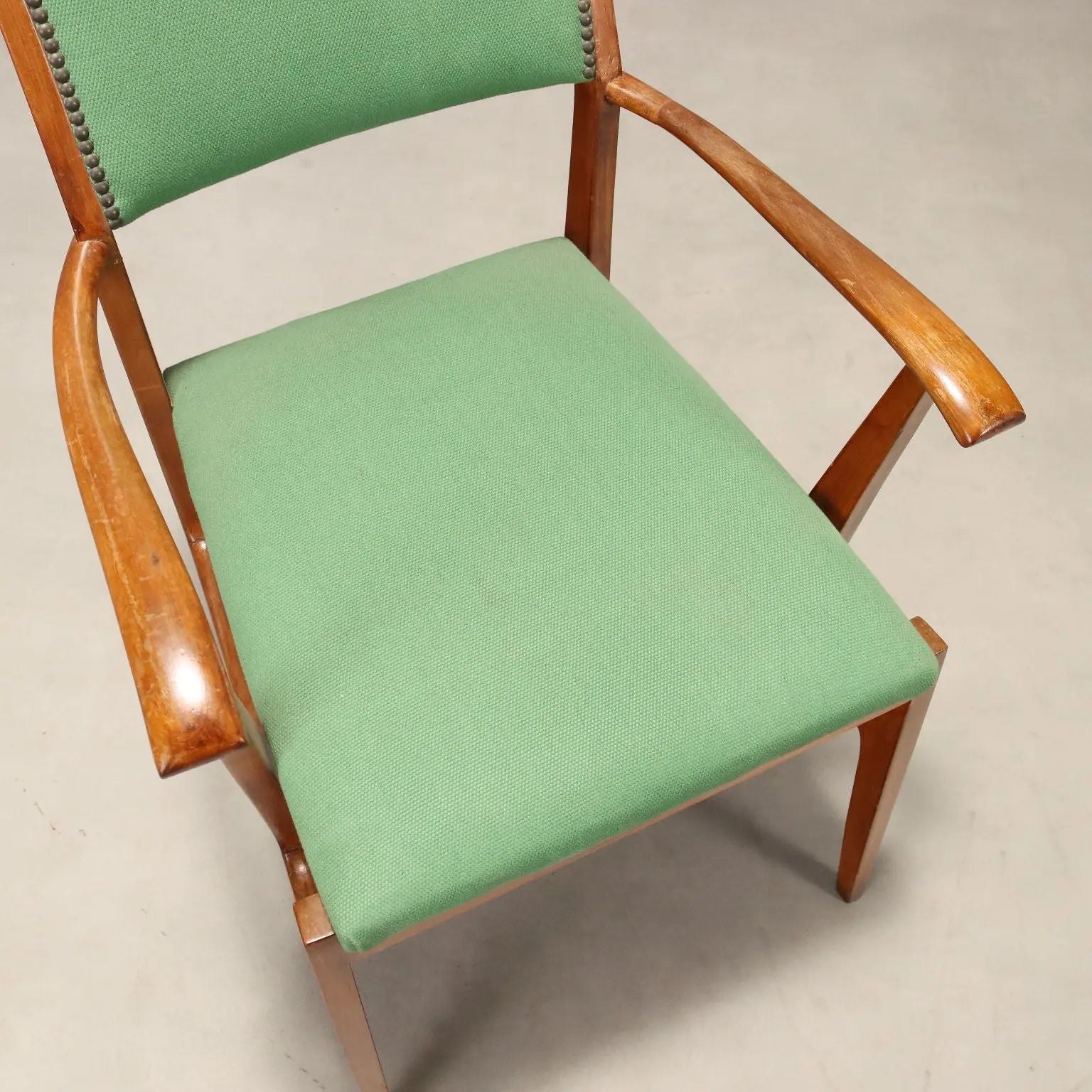 Vintage Chair Wood Fabric Design Italy 1950s