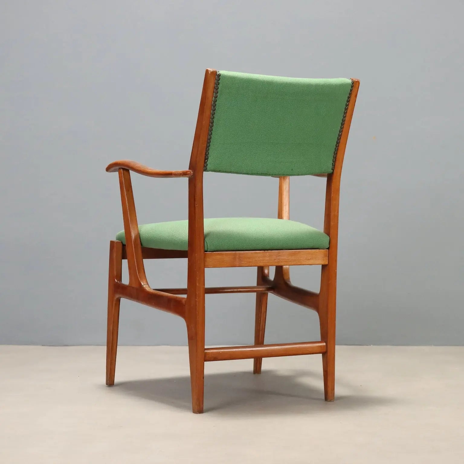 Vintage Chair Wood Fabric Design Italy 1950s