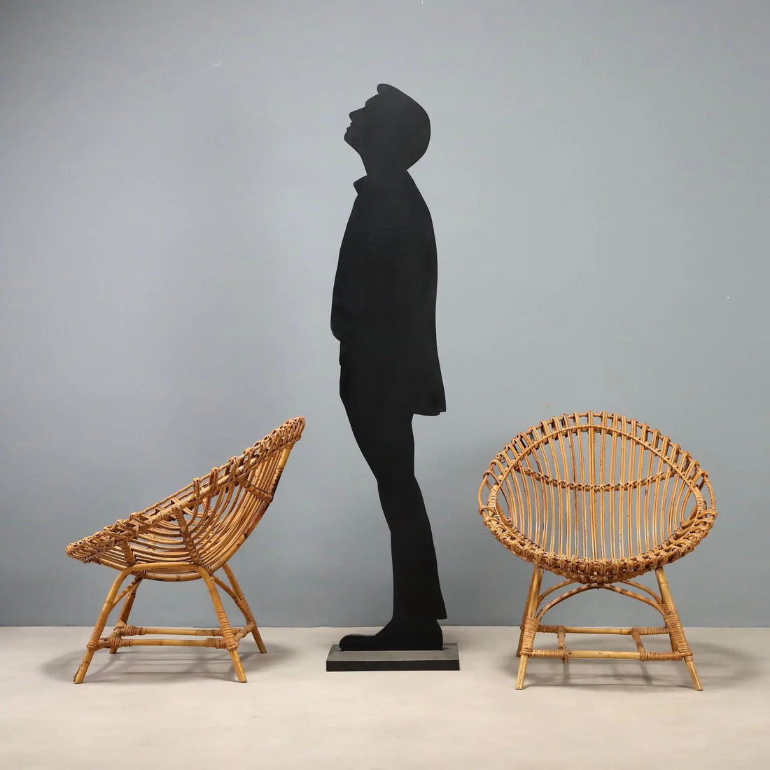 Vintage Armchairs Woven Bamboo Design Italy 1960s
