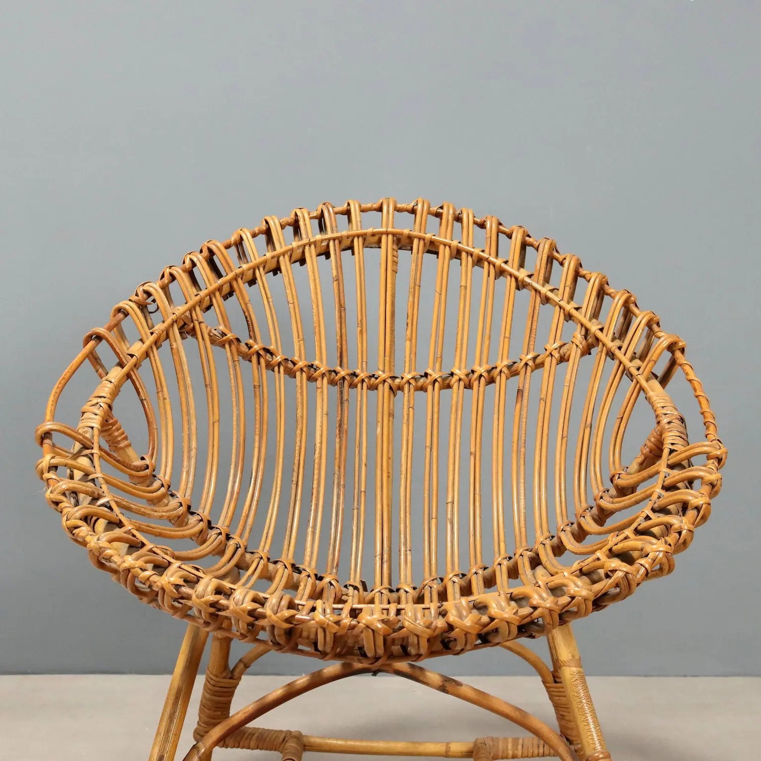 Vintage Armchairs Woven Bamboo Design Italy 1960s