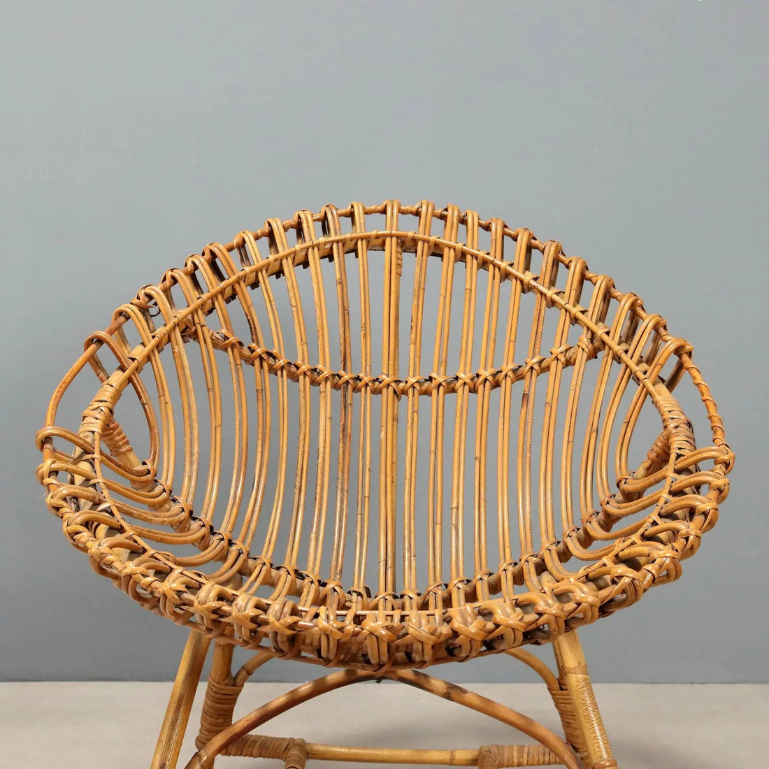 Vintage Armchairs Woven Bamboo Design Italy 1960s